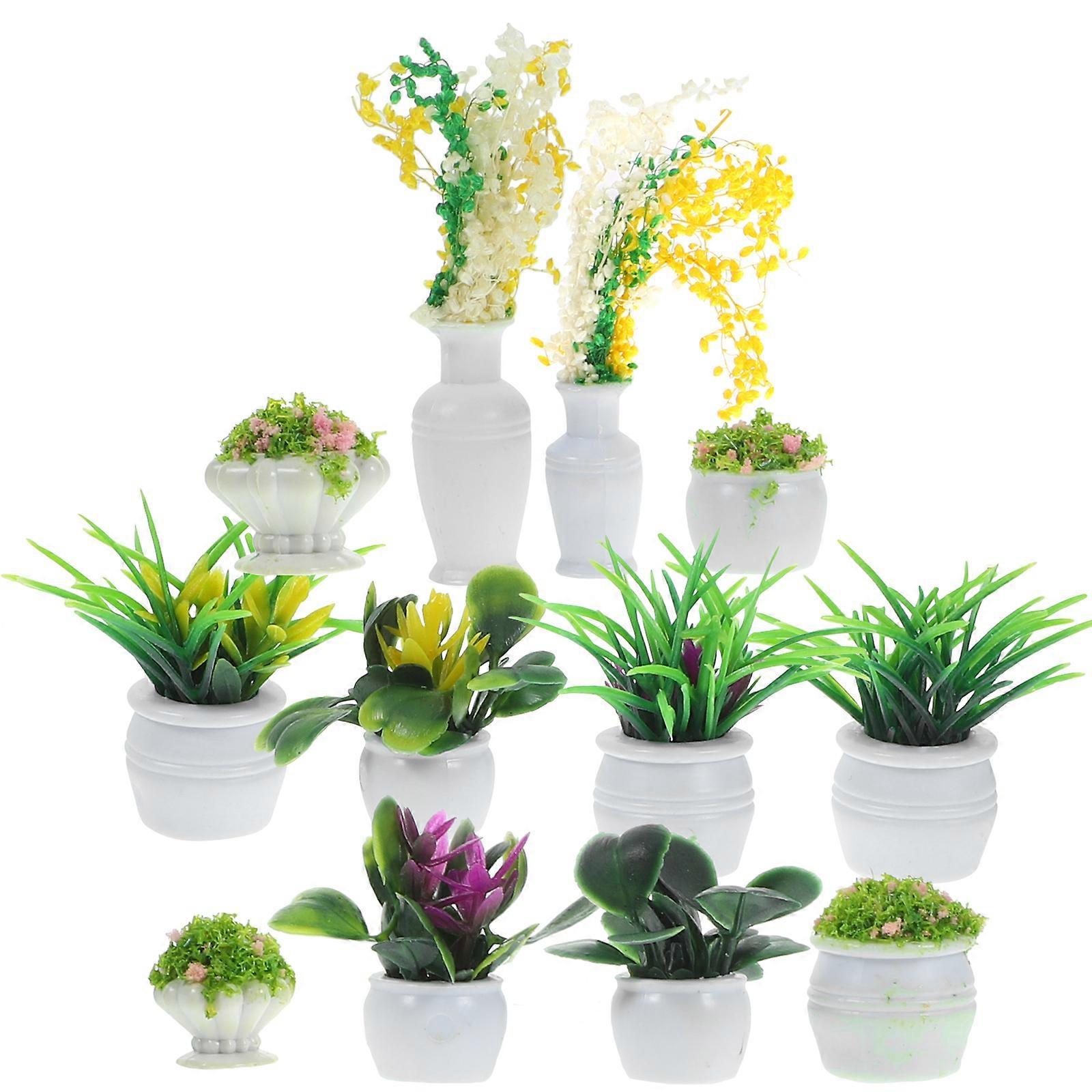 13-teiliges Puppenhaus-pflanzen-set, Miniatur-bonsai-pflanzen, Mini-topfpflanzen-modelle, Winzige Künstliche Grünpflanzen-ornamente