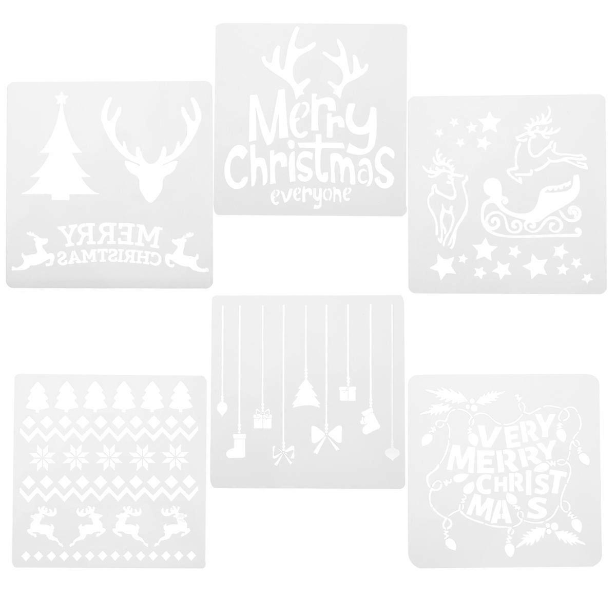 12-teiliges Set Weihnachtsmotiv-schablonen Zum Zeichnen, Malen Und Für Fotodekorationen-13x13cm-white