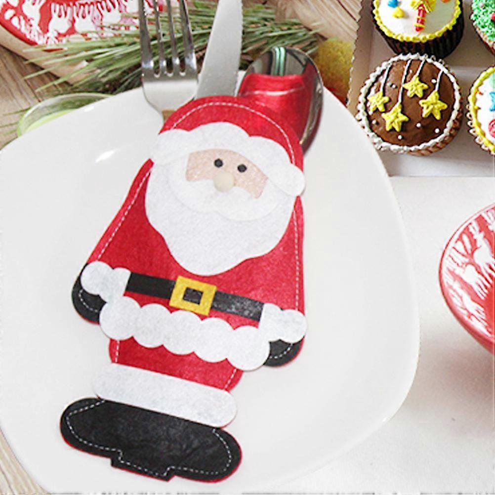 6-teiliges Set Mit Weihnachtsmessern, Gabeltaschen, Weihnachtsmann-geschirrhalter, Partygeschirrabdeckung-18x11cm