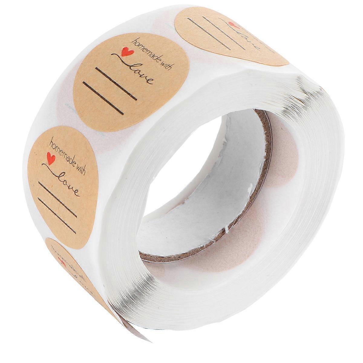 1 Rolle/500 Stück „handmade With Love“-schriftzug-etiketten Für Kekstüten, Runde Klebeetiketten, Backverpackungen, Umschläge, Geschenkboxen, Dekorationsaufkleber