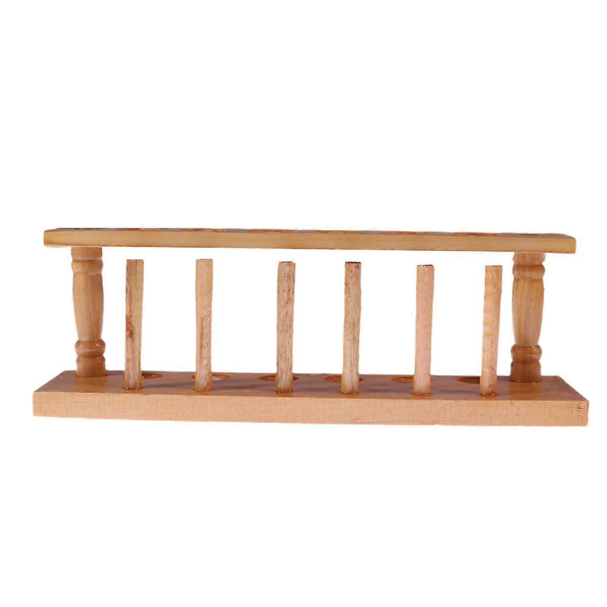 Holz-reagenzglasständer Mit 6 Belüftungsöffnungen, Rohrständer, Schullaborbedarf-25.3x6cm