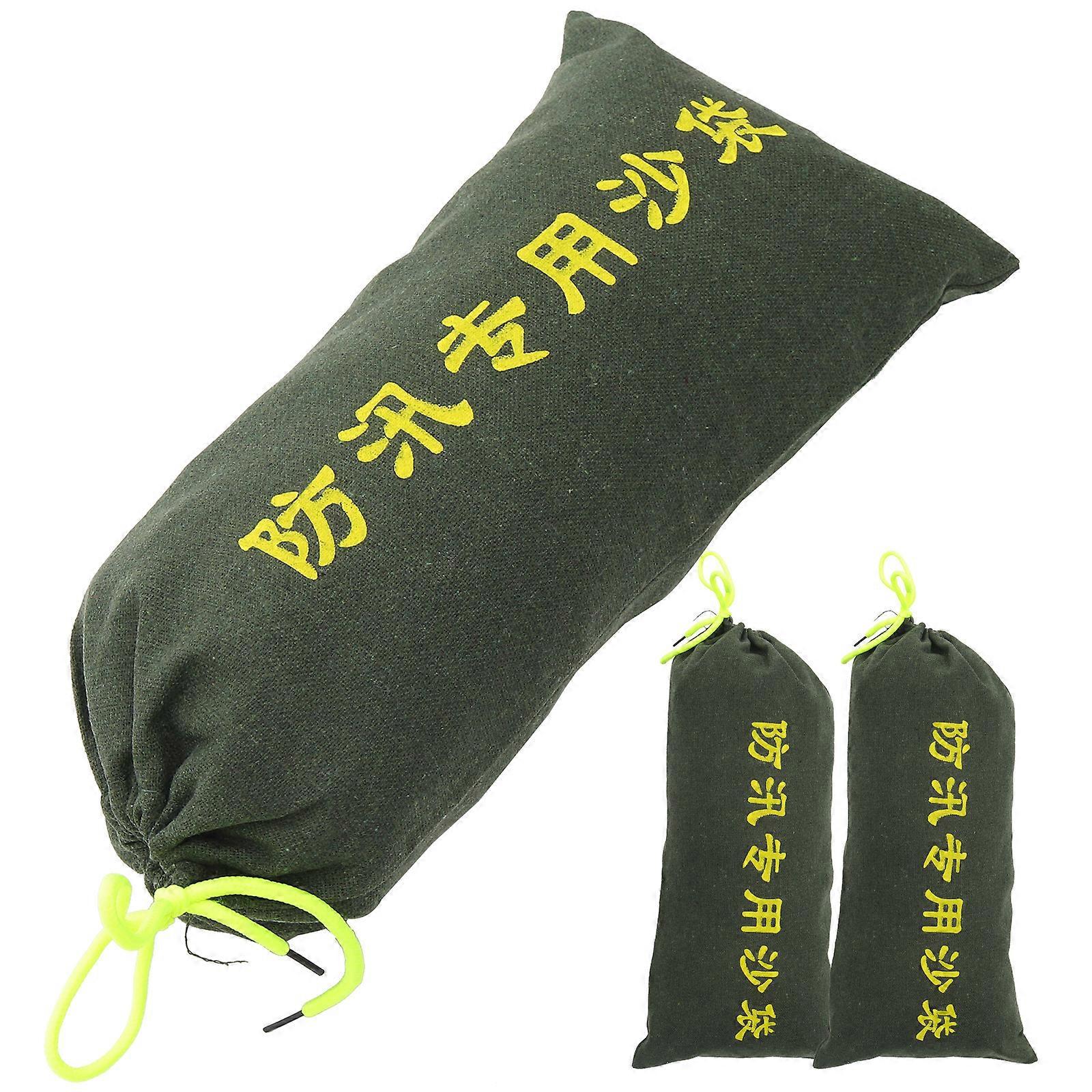 3 Stück Hochwasserschutz-sandsäcke, Verschleißfeste Sandsäcke Aus Dickem Segeltuch Für Überschwemmungen-50x24x1.5cm-olive Green 1
