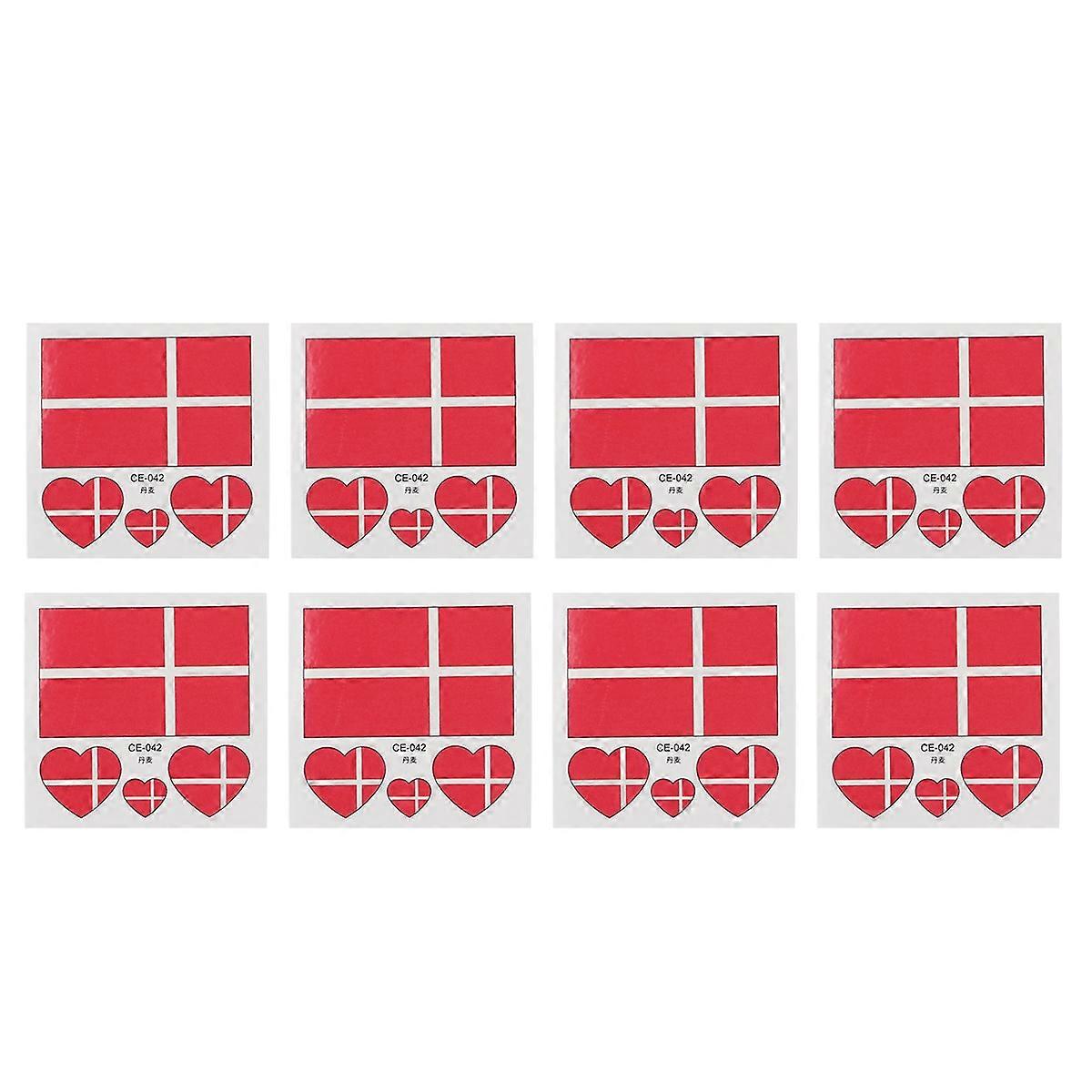 12 Stück Länderflaggen-aufkleber, Modische Sport-körper- Und Gesichtskunst-aufkleber (dänemark)
