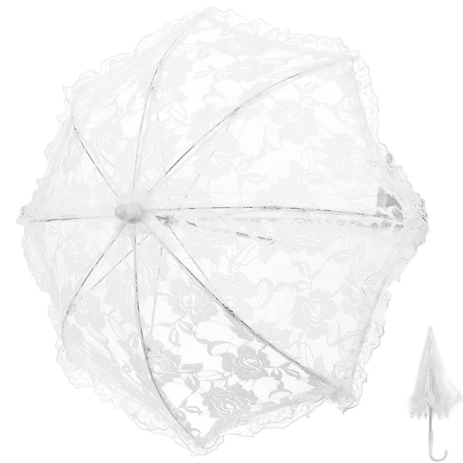 Exquisiter Spitzen-sonnenschirm Für Hochzeiten Und Brautpartys-48x48x45cm-white