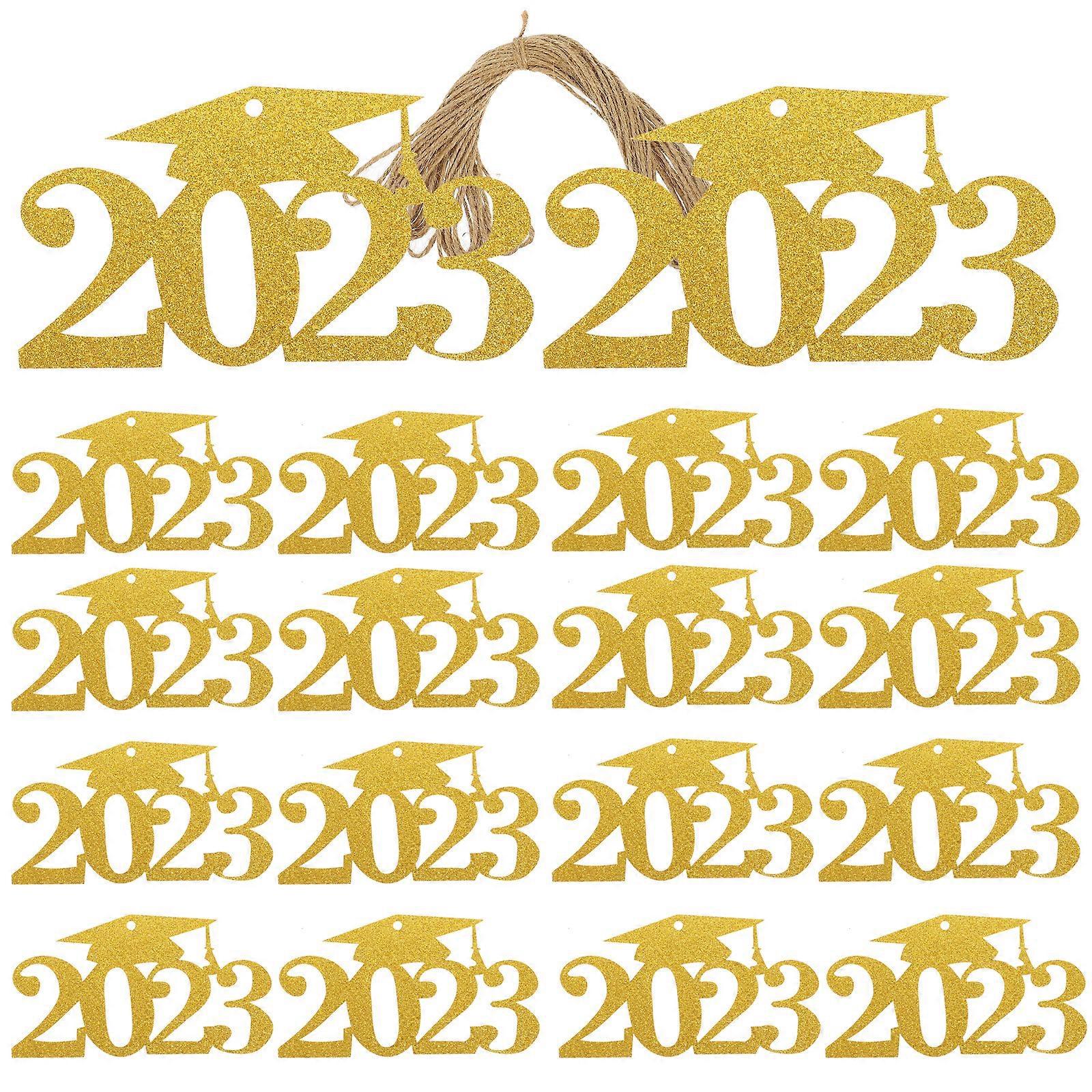 30 Glitzernde Geschenkanhänger Für Den Schulabschluss 2023, Tischdekoration, Deko-anhänger Für Den Schulabschluss-9x6cm-golden