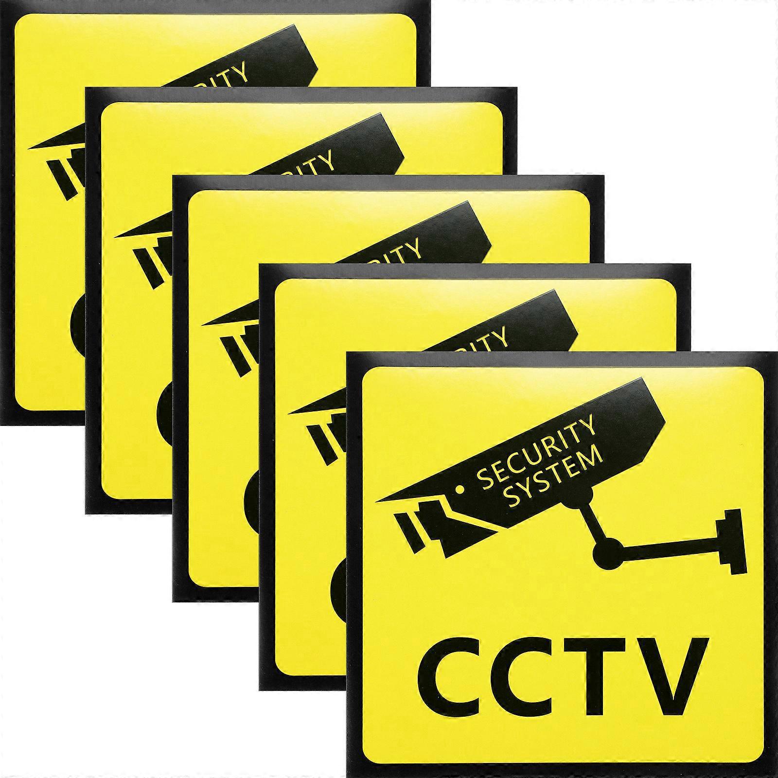 5 Stück Videoüberwachungsschilder, Sicherheitsschilder Für Den Außenbereich, 24-stunden-sicherheitswarnschilder-9.8x9.8cm-yellow