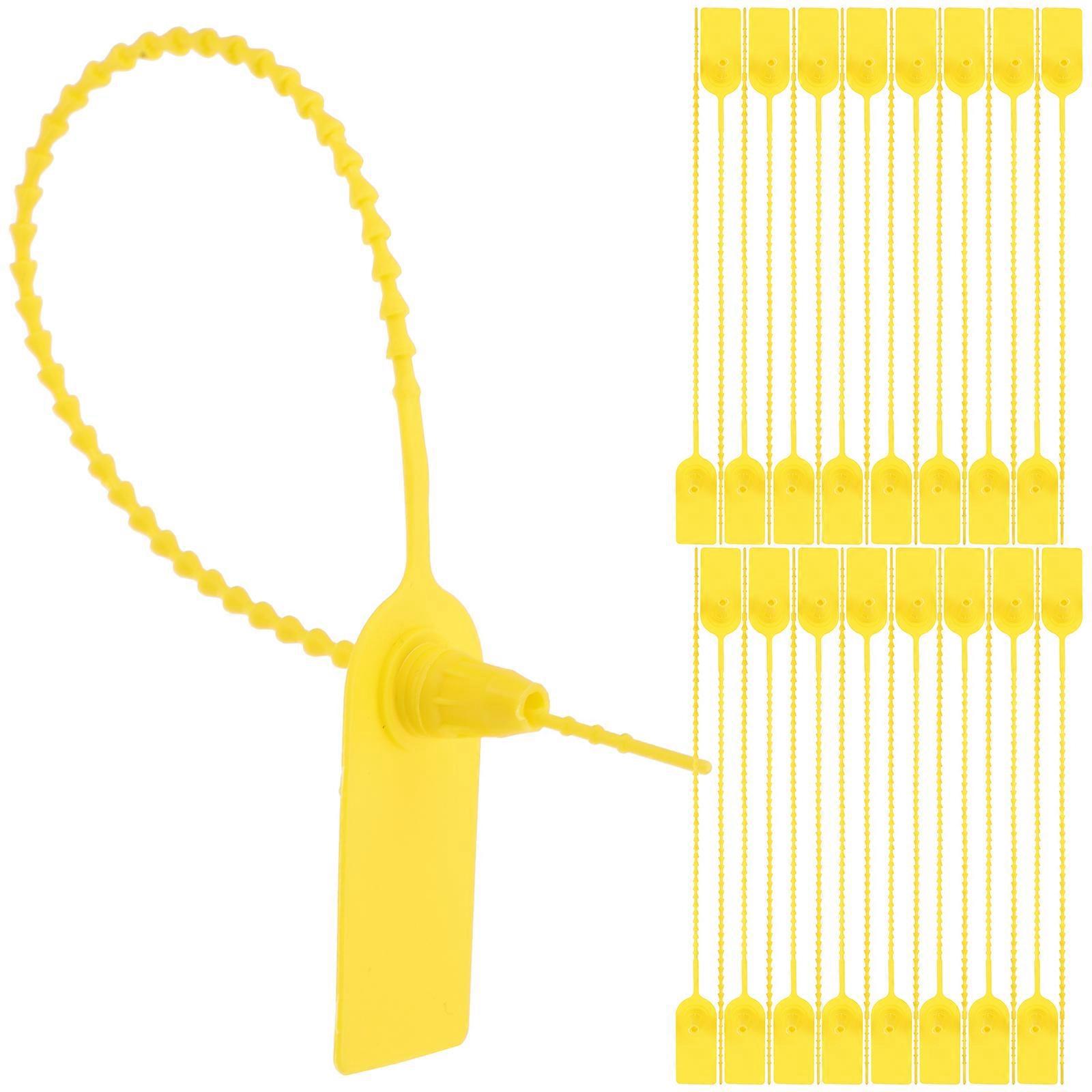 100 Stück Sicherheitsetiketten, Manipulationssichere Siegel, Kabelbinder, Selbstverriegelnde Schilderverschlüsse-25x2cm-yellow