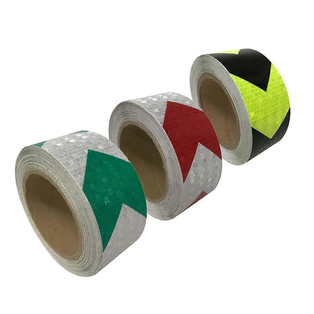 3er-pack Warnband, Fluoreszierend, Mit Pfeilaufklebern Für Bessere Sichtbarkeit Bei Nacht, Reflektierender Gitterfolie (schwarz Und Gelb, Grün Und Weiß)-300x5cm