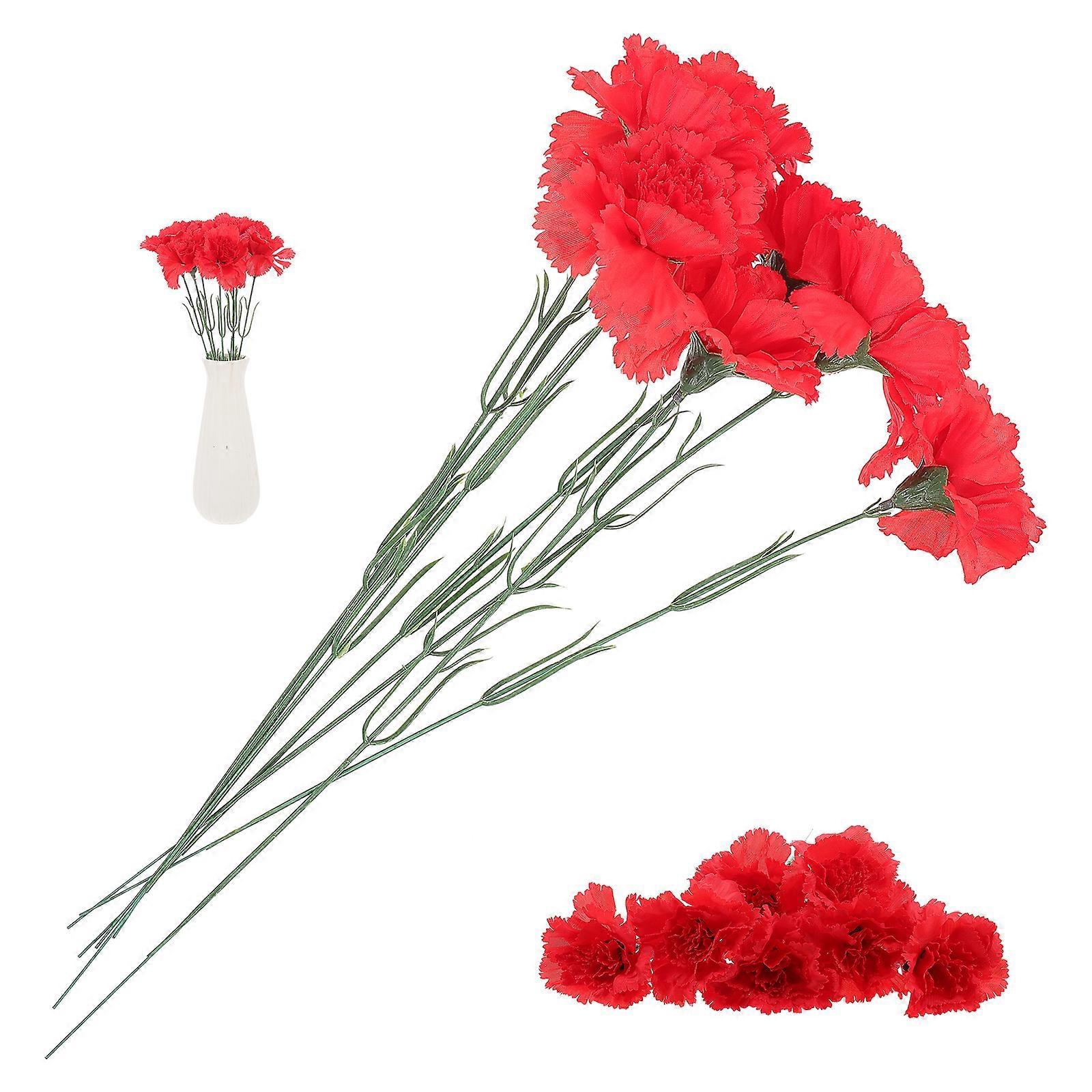 7 Zweige Künstliche Seide, Einzelner Zweig, Einköpfige Kleine Nelke Für Heim- Und Hoteldekoration (rot)-7pcs-red