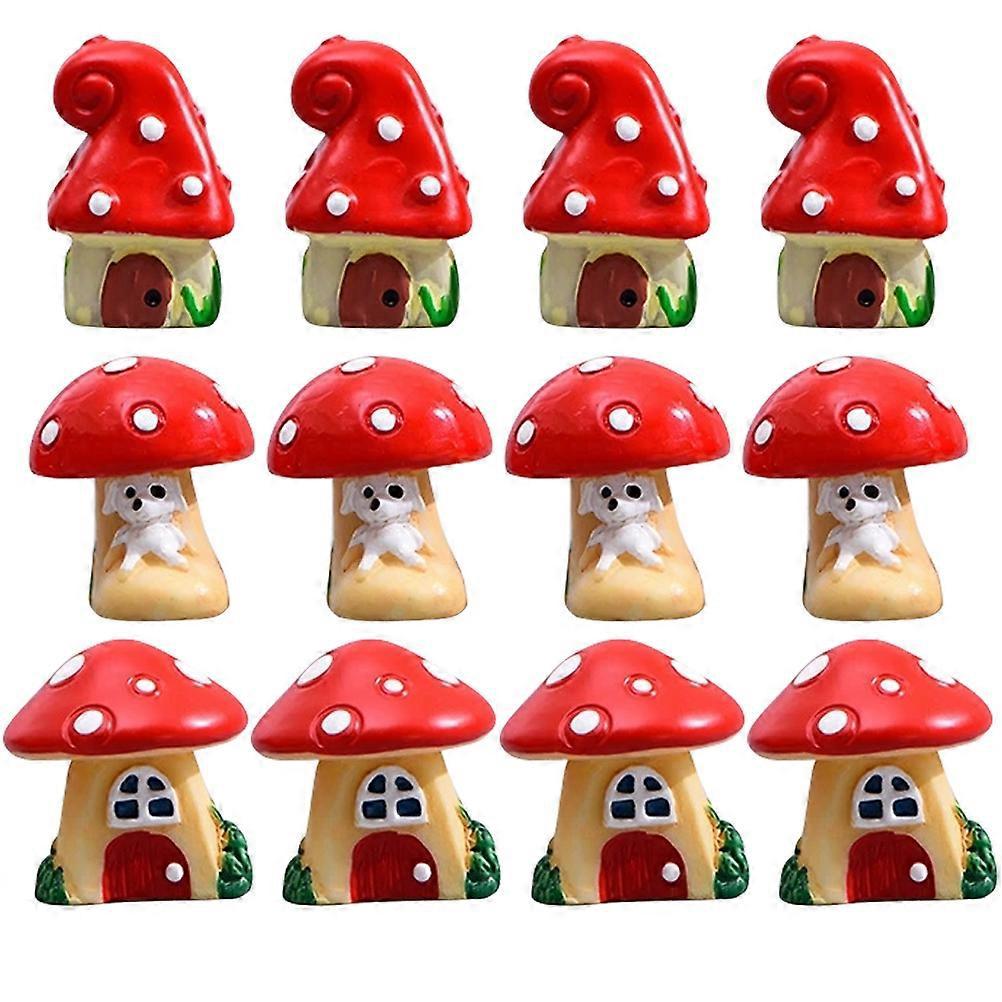 12 Mini-pilz-bastelsets, Miniatur-pilzfiguren, Cartoon-pilzfiguren, Dekorationen-3x2cm