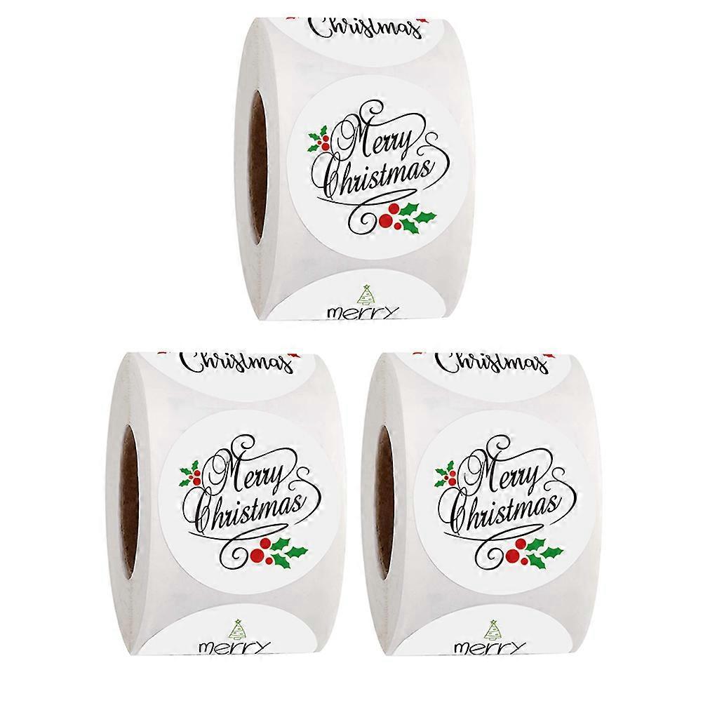 3 Rollen Selbstklebende Weihnachtsgeschenkaufkleber, Verpackungsaufkleber, Briefumschlag-siegelaufkleber-2.5x2.5x0.1cm-white