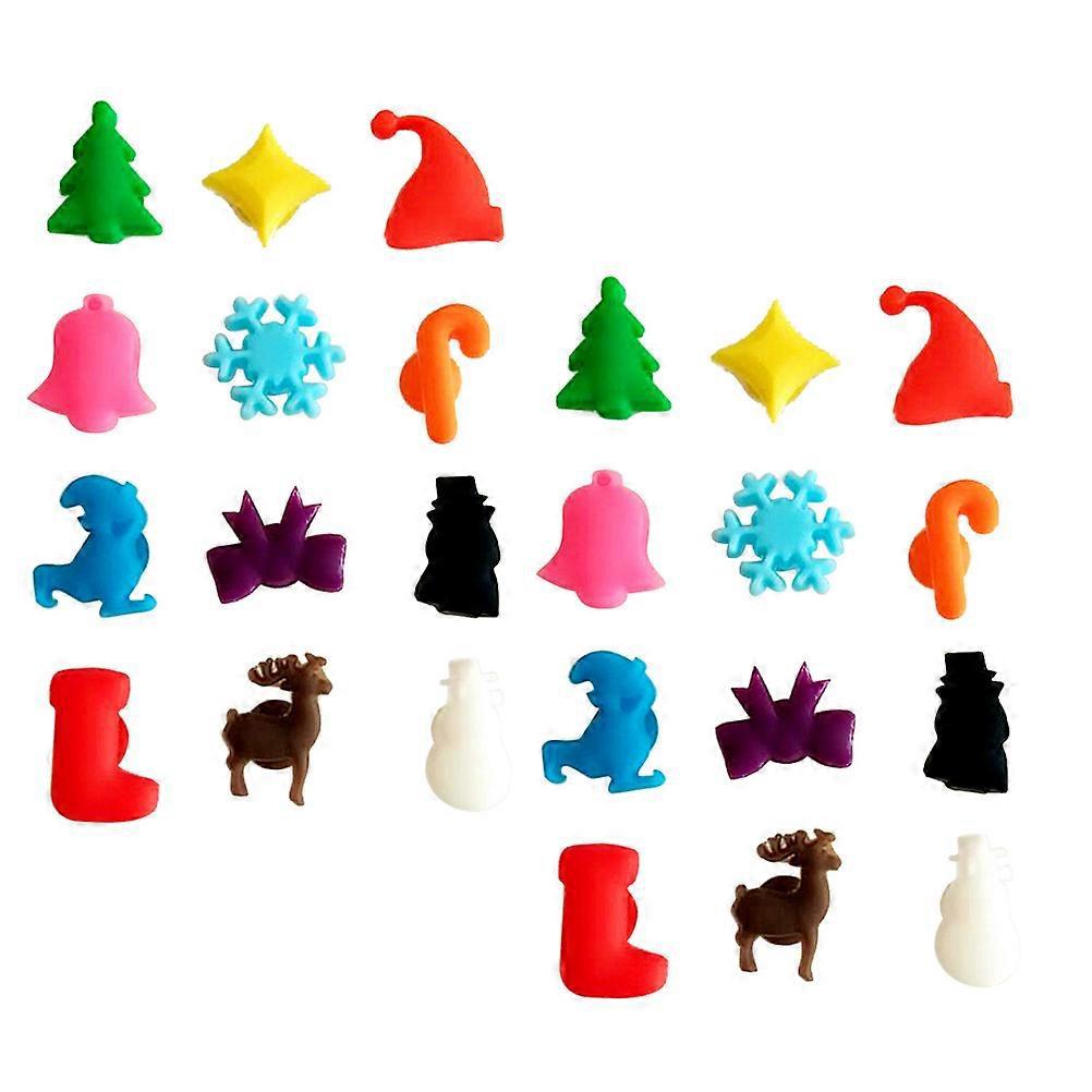 24 Stück Mehrfarbige Silikon-etiketten Mit Saugnapf Zur Kennzeichnung Von Gläsern – Ideal Für Weihnachtsfeiern Und Als Gläser-erkennungswerkzeug (farbmix)-32cm