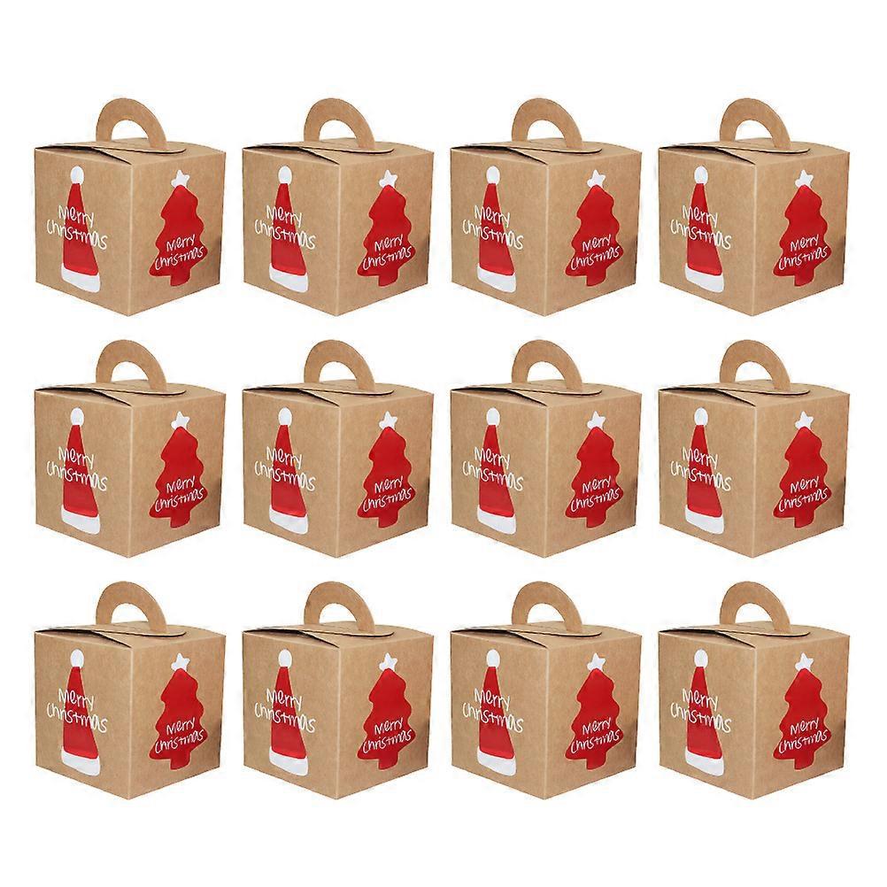 12er-pack Tragbare Weihnachtsbonbonboxen Mit Griffen, Schokoladenboxen Im Weihnachtsmotiv, Geschenkboxen Im Apfelstil Für Zuhause, Partys Und Feste-9.3x9.3x9.5cm