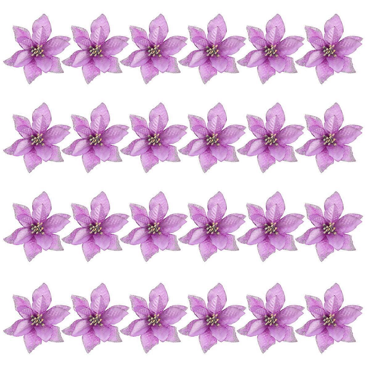 24-teiliges Set Weihnachtlicher Deko-stoffblumen-13x13 Cm-purple