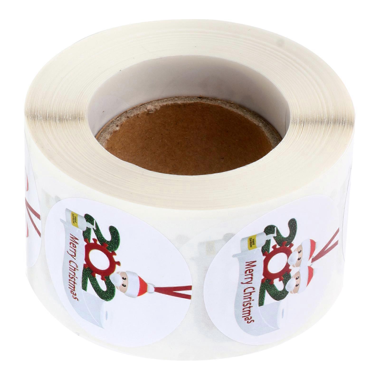 Rolle Weihnachtsumschlagaufkleber, Einladungssiegelaufkleber, Verpackungsaufkleber-3.4x3.4x0.1cm-white