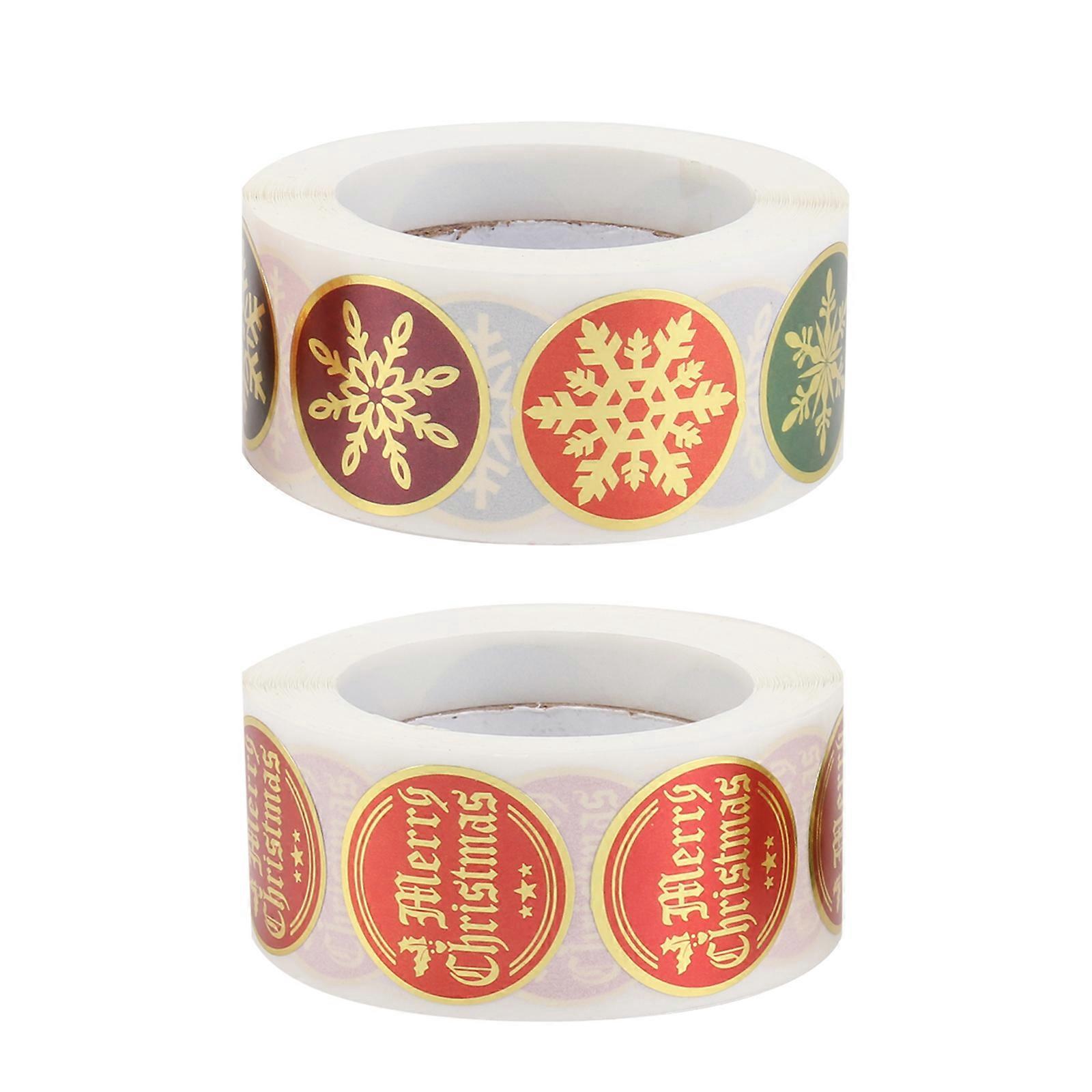 2 Rollen Selbstklebende Weihnachtsetiketten, Vergoldungsaufkleber, Verpackungsaufkleber-6.7x6.7cm
