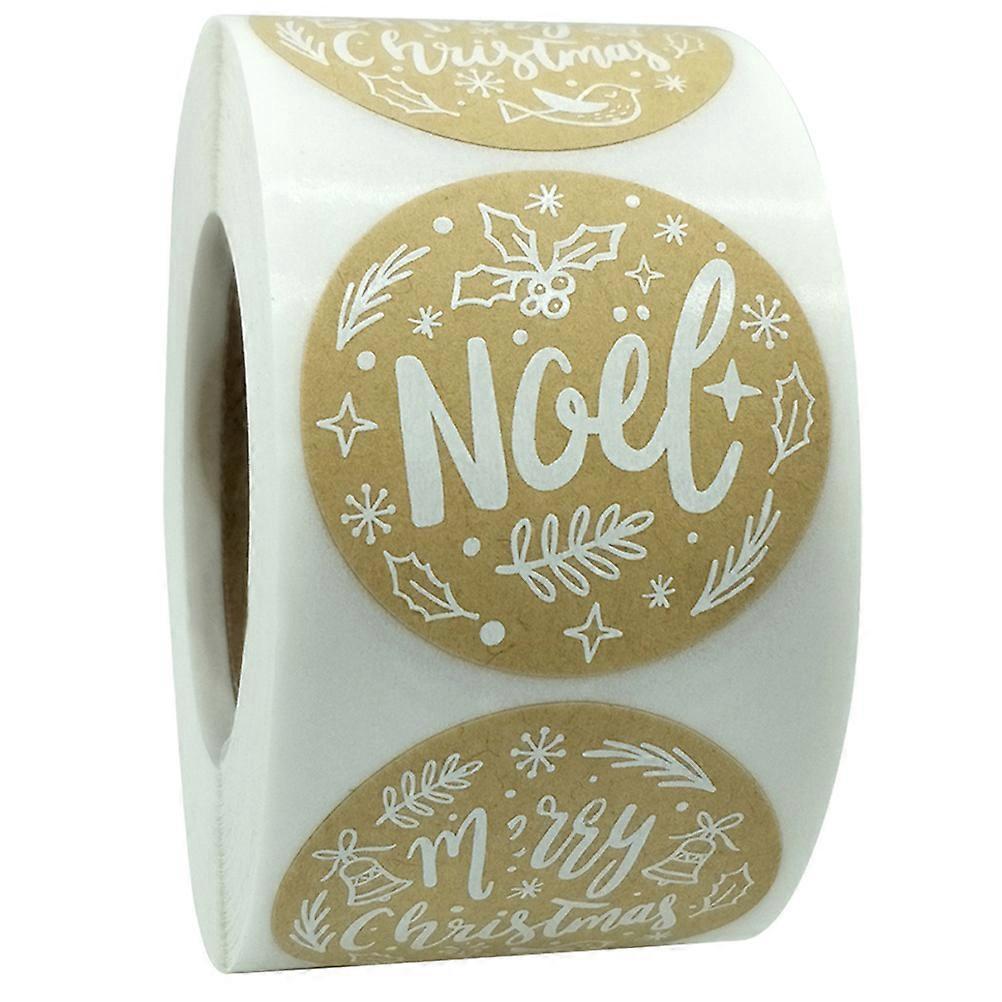 Rolle/500 Stück Kraftpapier-aufkleber, Siegelaufkleber, Weihnachtsaufkleber Zum Selbermachen-3.8x3.8x0.05cm