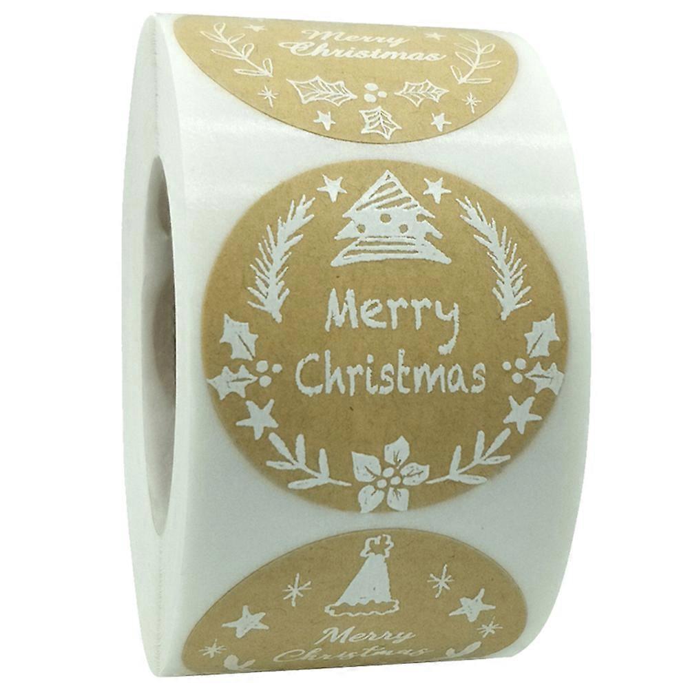 1 Rolle/500 Stück Kraftpapier-aufkleber, Siegelaufkleber, Weihnachtsaufkleber Zum Selbermachen-3.8x3.8x0.05cm