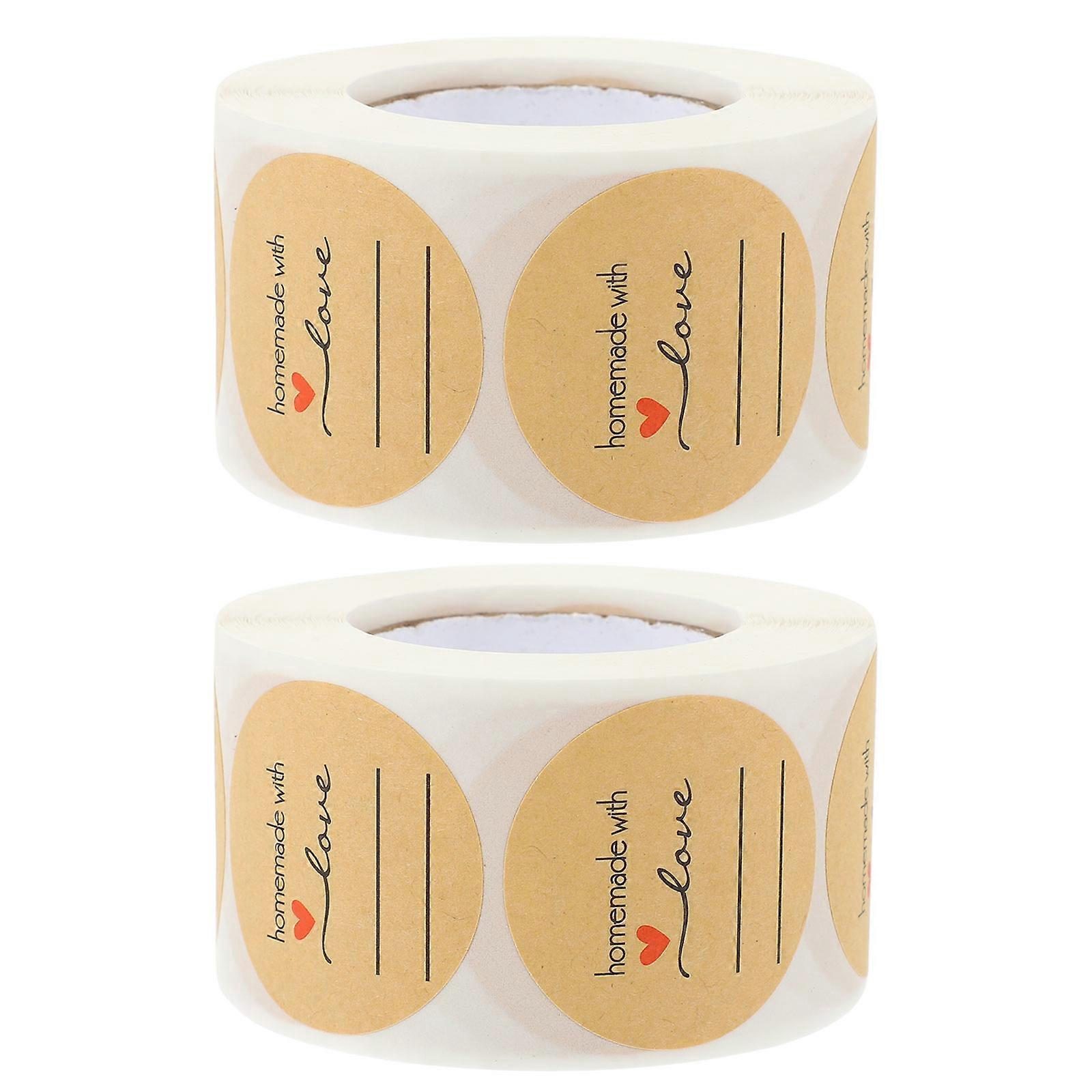 2 Rollen Handgefertigte Aufkleber Diy Runde Klebeetiketten Runde Siegelaufkleber Anhänger-3.8x3.8cm