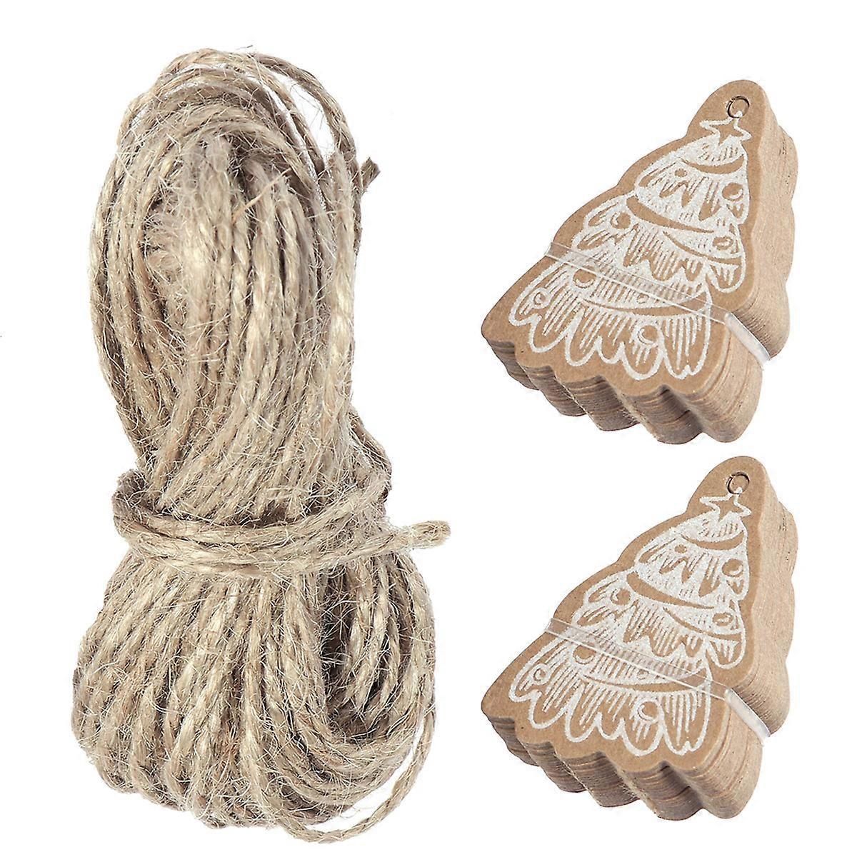 50 Stück Weihnachtsanhänger Aus Kraftpapier Mit 10 M Schnur, Geschenkanhänger Für Backwaren, Lebensmittelverpackungen, Für Hochzeiten Und Feiern (weihnachtsbaum)