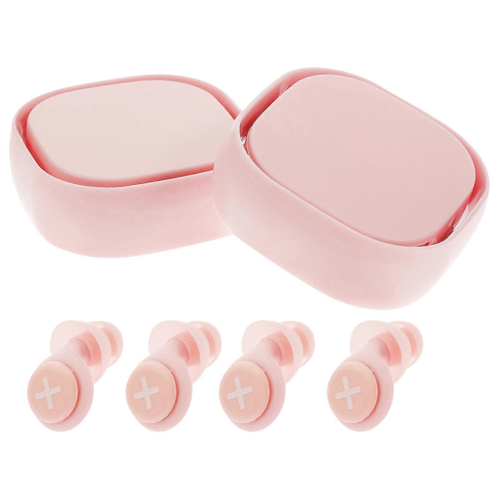 2 Sets Geräuschdämpfende Silikon-ohrstöpsel Zum Schlafen, Bequeme Ohrstöpsel Zum Lernen-2.3x2x0.5cm-pink