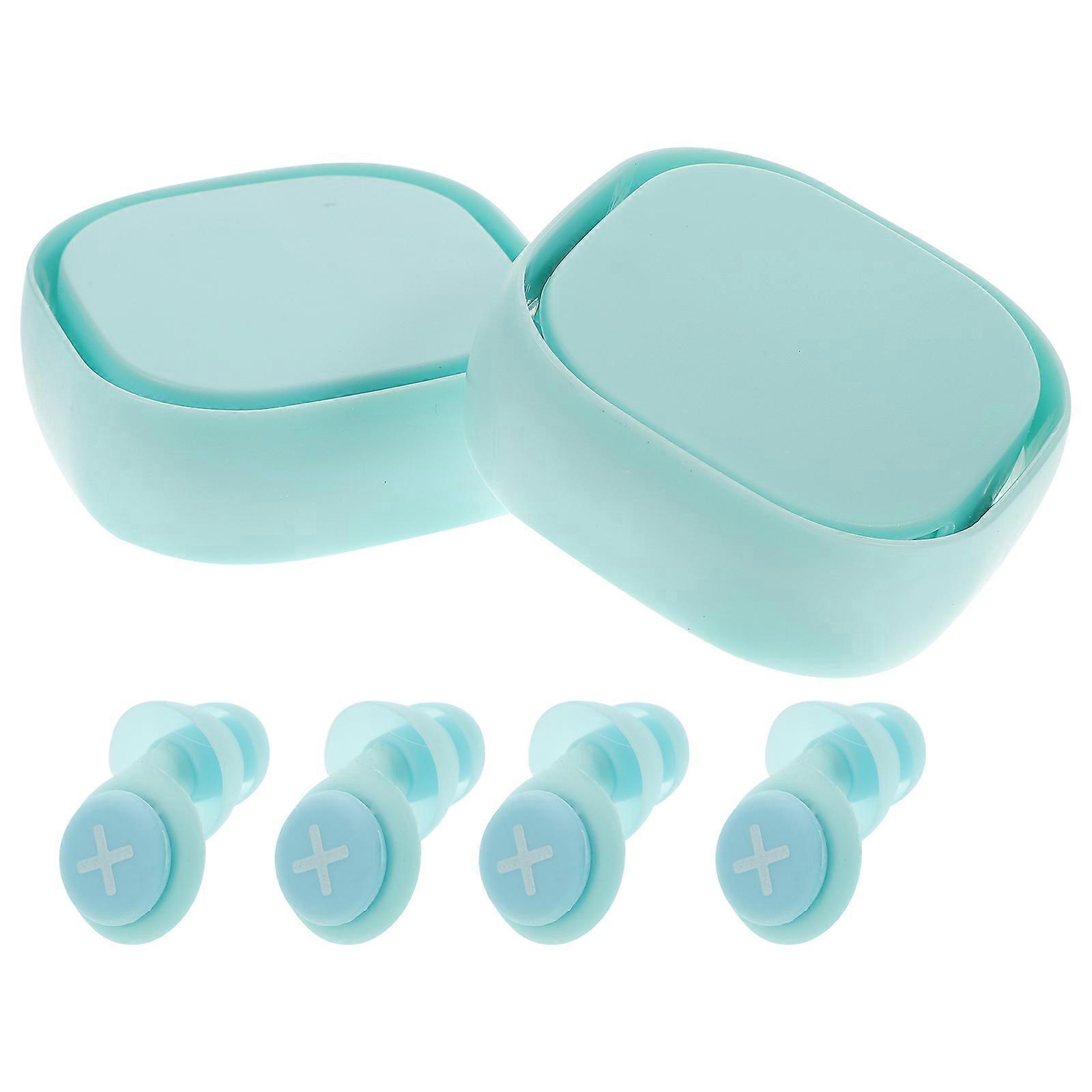 2 Sets Geräuschdämpfende Silikon-ohrstöpsel Zum Schlafen, Bequeme Ohrstöpsel Zum Lernen-2.3x2x0.5cm-sky-blue