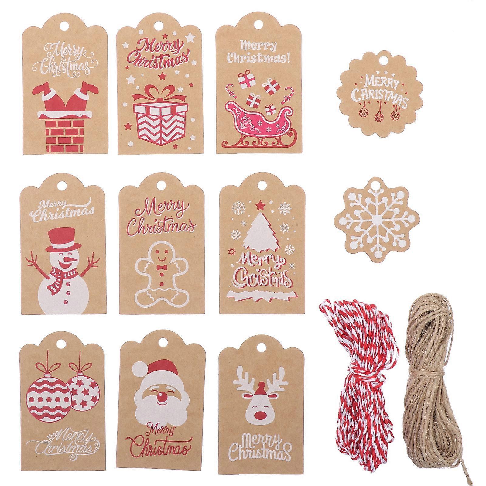 120 Stück Bedruckte Weihnachtsanhänger Aus Kraftpapier, Geschenkanhänger-7.5x5cm