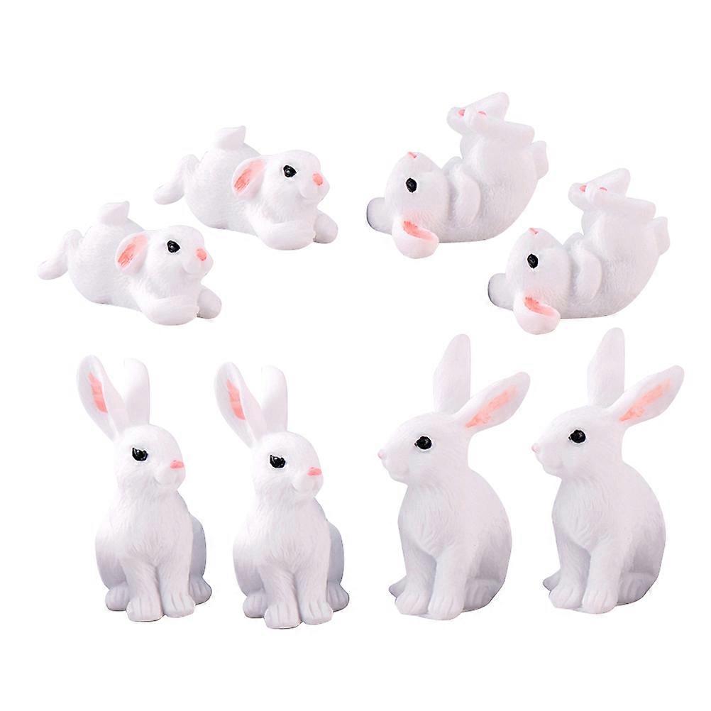 8-teiliges Set Mini-hasen Aus Kunstharz, Dekoration Für Mikrolandschaften, Hasenbastelarbeiten (mindestens 3 Verschiedene Ausführungen)-4.7x2cm-white