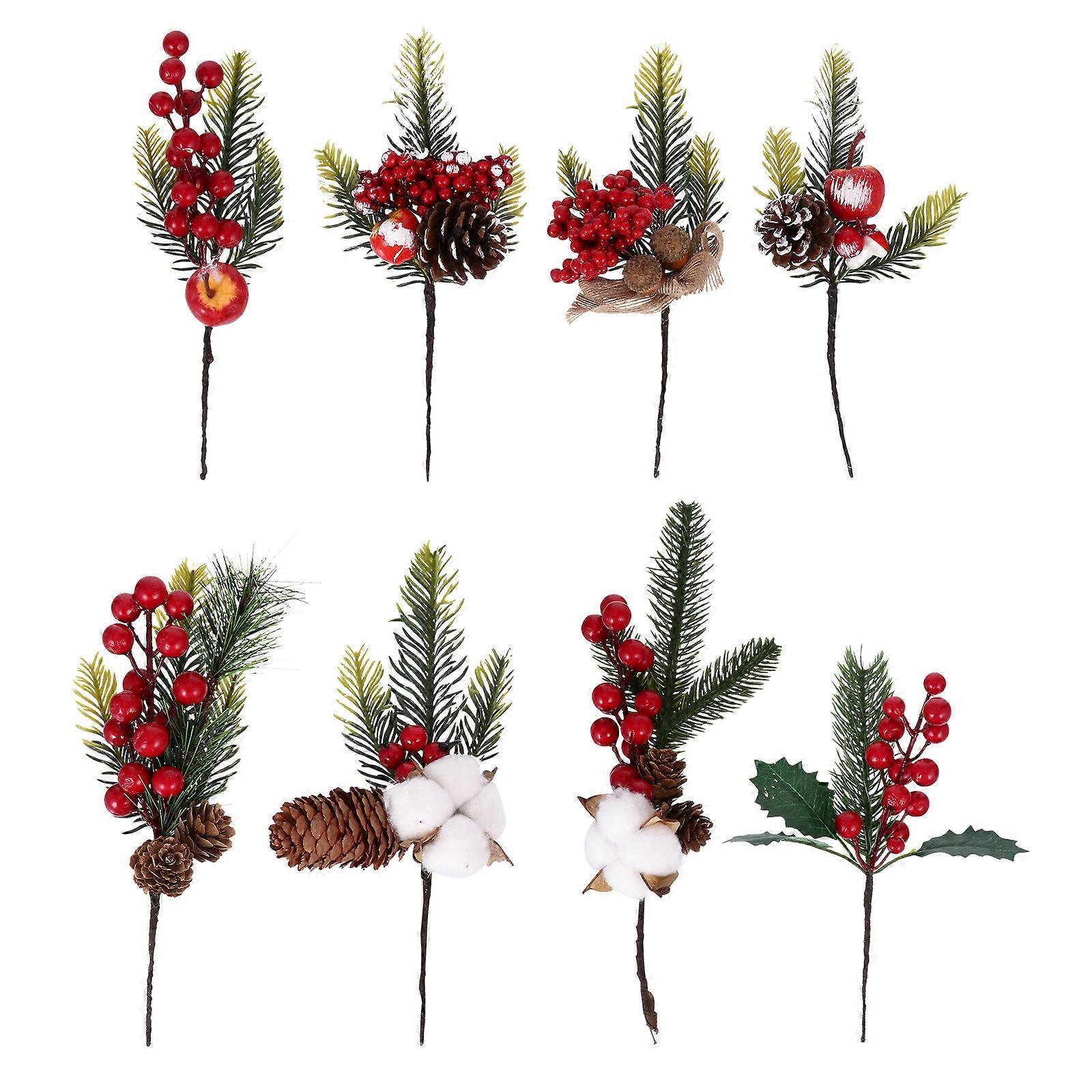 8-teiliges Set Künstliche Weihnachtsdekorationen Mit Beerenzweigen (zufällige Ausführung)-23x13x5cm-red