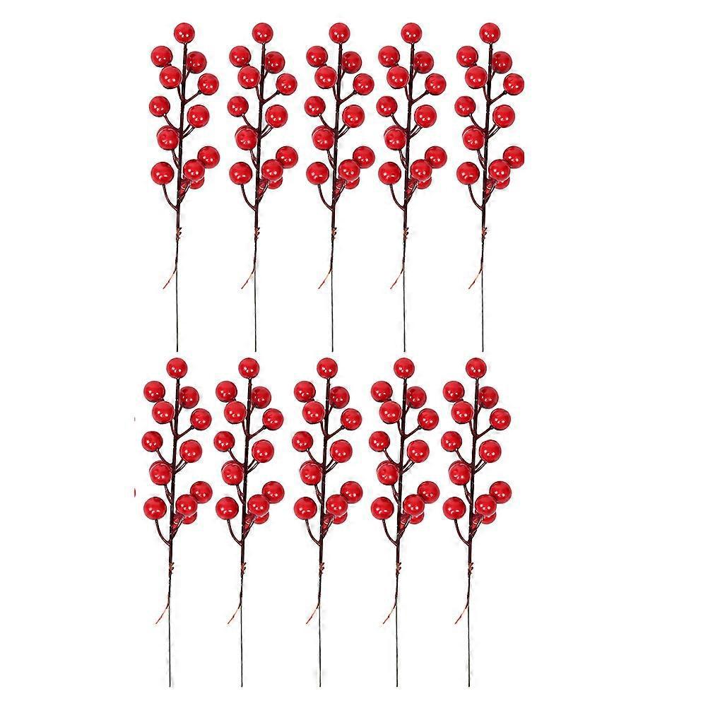 10 Stück Künstliche Obstbeeren-weihnachtsbaumdekoration, Stechpalmenzweig-16cm-red