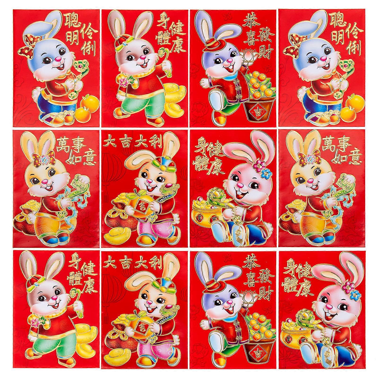 120 Stück Rote Umschläge Mit Hasenmotiv 2023 – Geldbeutel Zum Chinesischen Neujahr-16.3x9cm-colorful