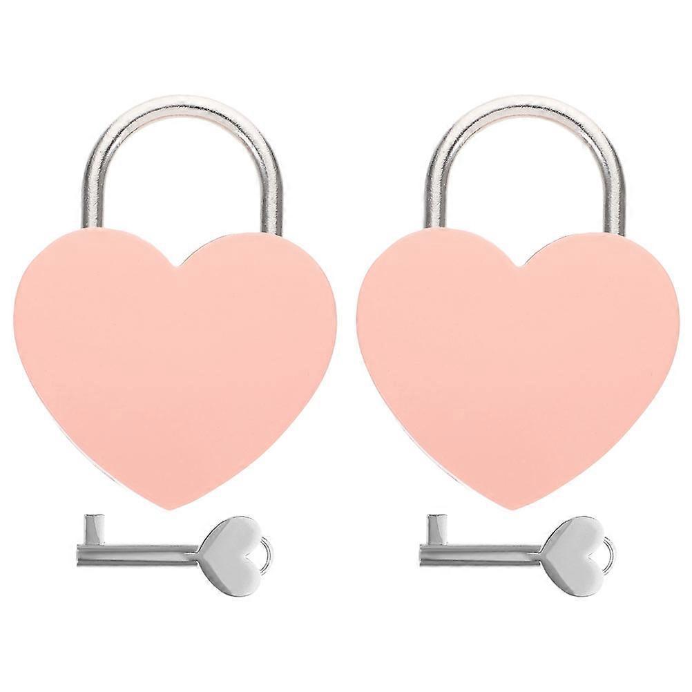 Sets Liebesschlösser, Herzförmige Kofferschlösser Zur Dekoration-5.8x4.4x0.7cm-pink