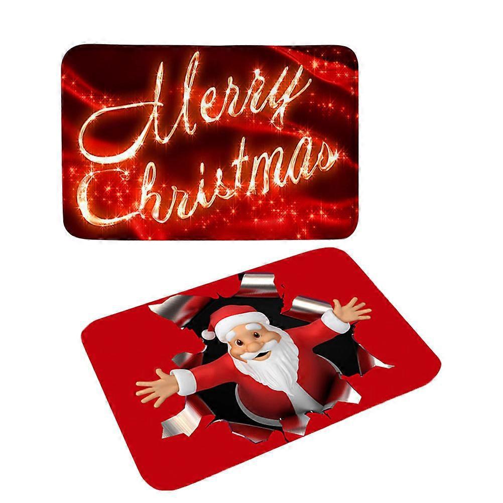 2 Stück Badematten Mit Weihnachtsmuster, Rutschfeste, Saugfähige Flanell-fußmatten-60x40cm