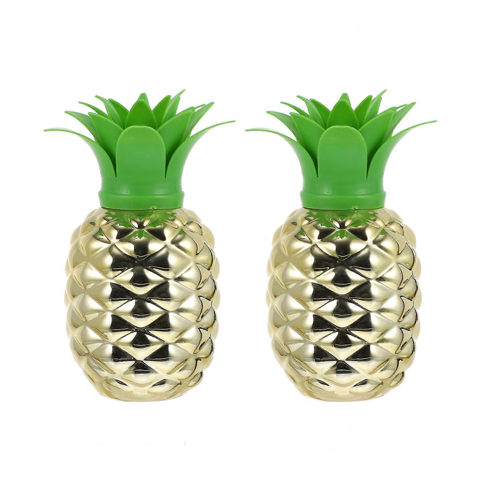 Stück Ananasbecher Aus Kunststoff Mit Strohhalmen, Heimdekoration, Hawaii-partygeschenke-17.5x9x9cm-golden