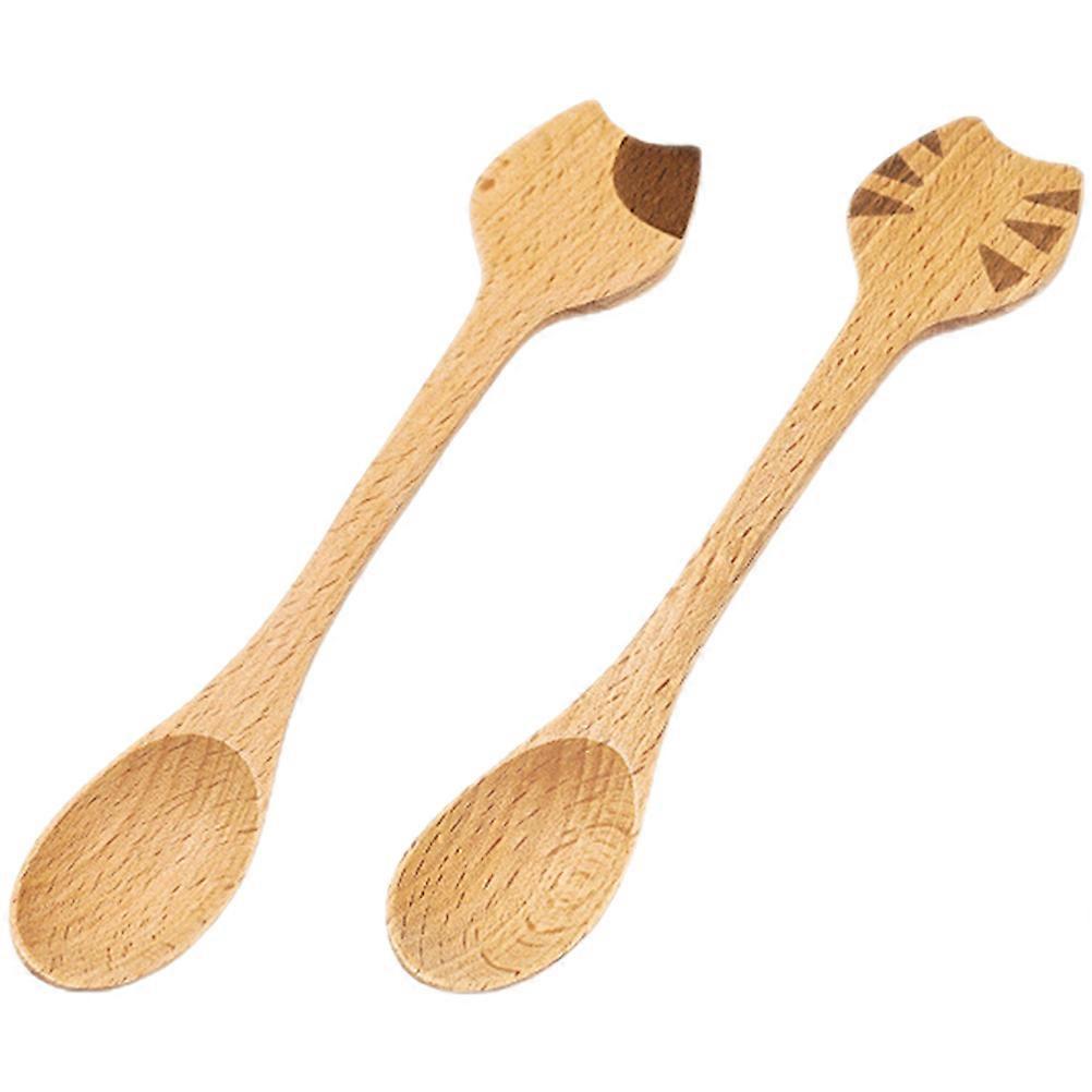 2-teiliges Set Holzlöffel: Suppenlöffel, Teelöffel, Reislöffel, Salatlöffel, Küchenutensilien-14x2.5cm