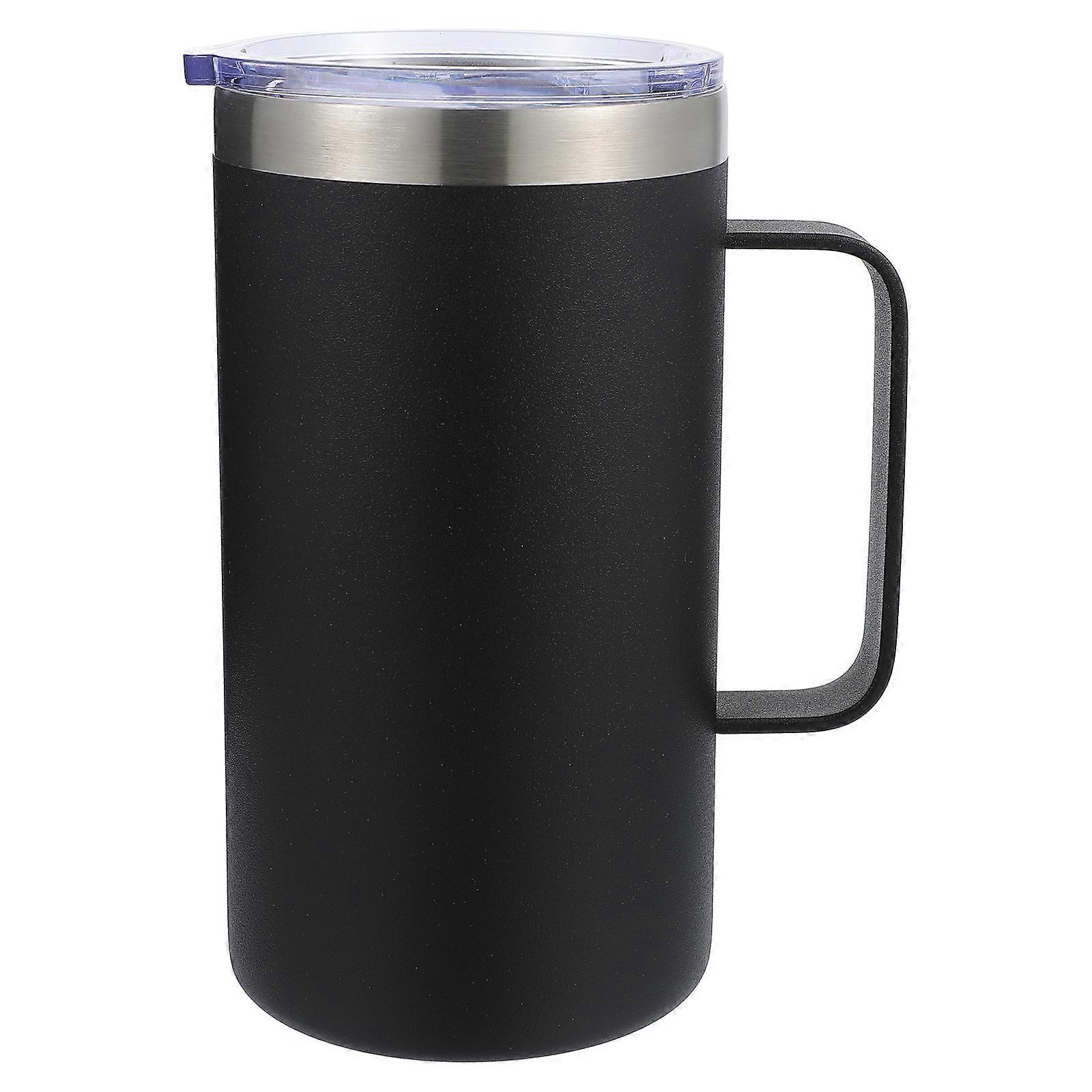 Stück Edelstahl-wasserbecher, Haushalts-kaffeekanne, Praktischer Vakuumbecher Mit Griff-8.5x8.5x16.5cm-black