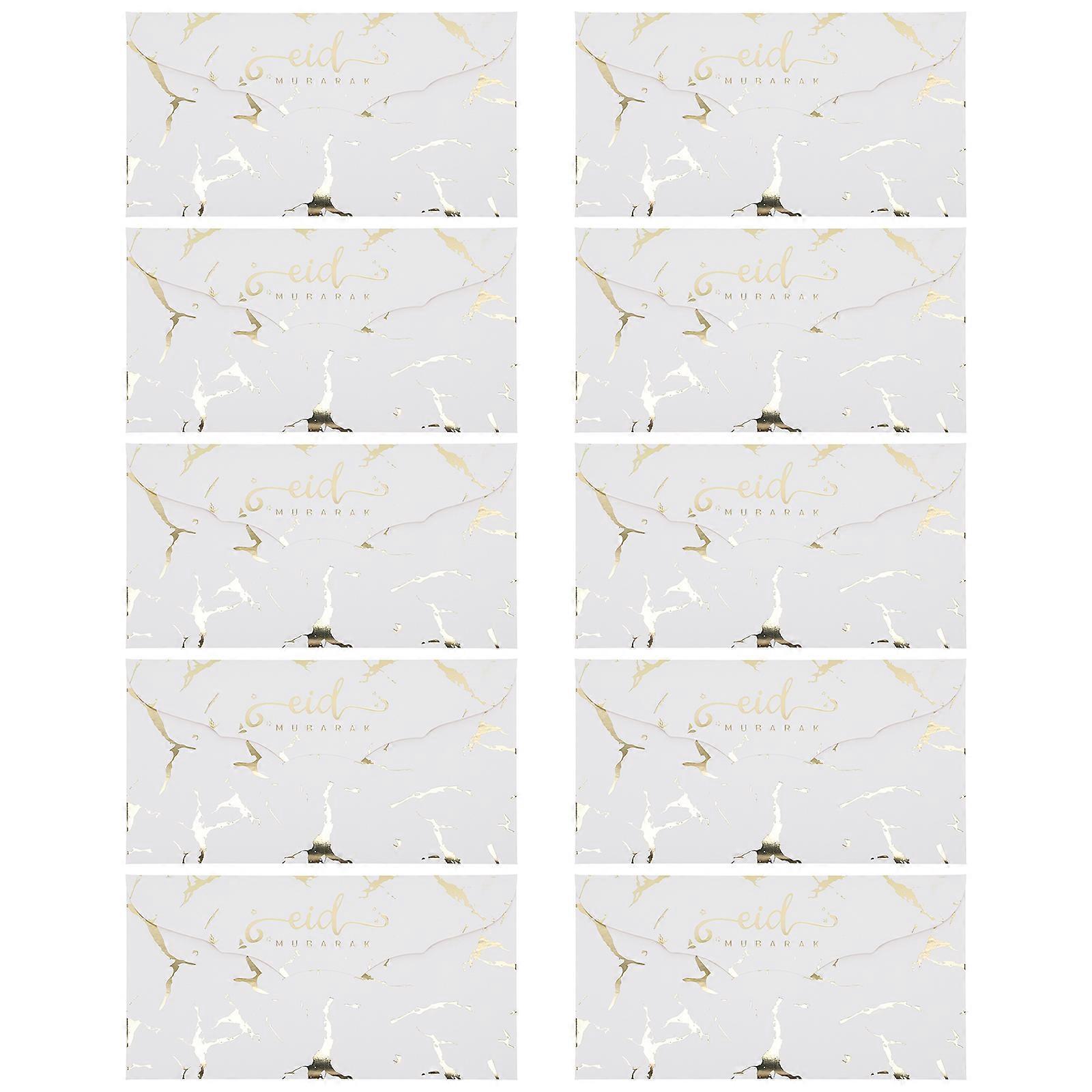 10 Stück „recuerdos De Boda Mubarak“ Geldkarten, Grußkarten, Retro-grußkarten, Ramadan-notizkarten, Vergoldete Umschläge-19.5x9.5cm-white
