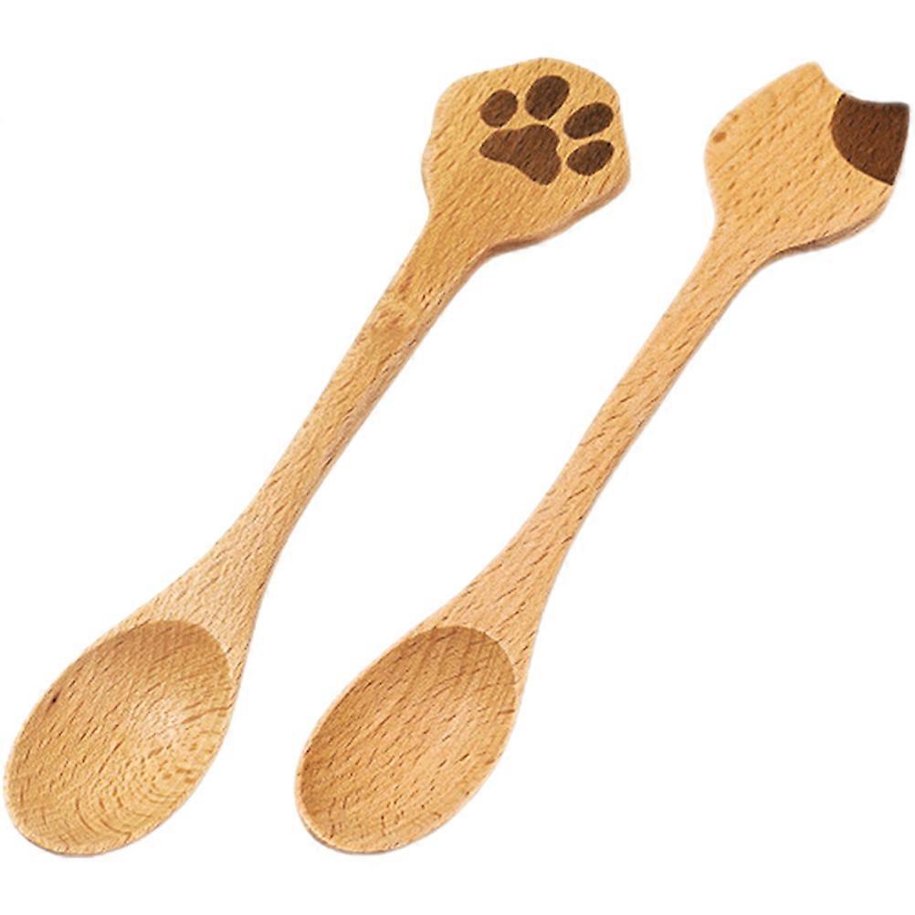 2-teiliges Set Holzlöffel: Teelöffel, Suppenlöffel, Servierlöffel, Salatlöffel, Küchenutensilien Aus Holz-14x2.5cm