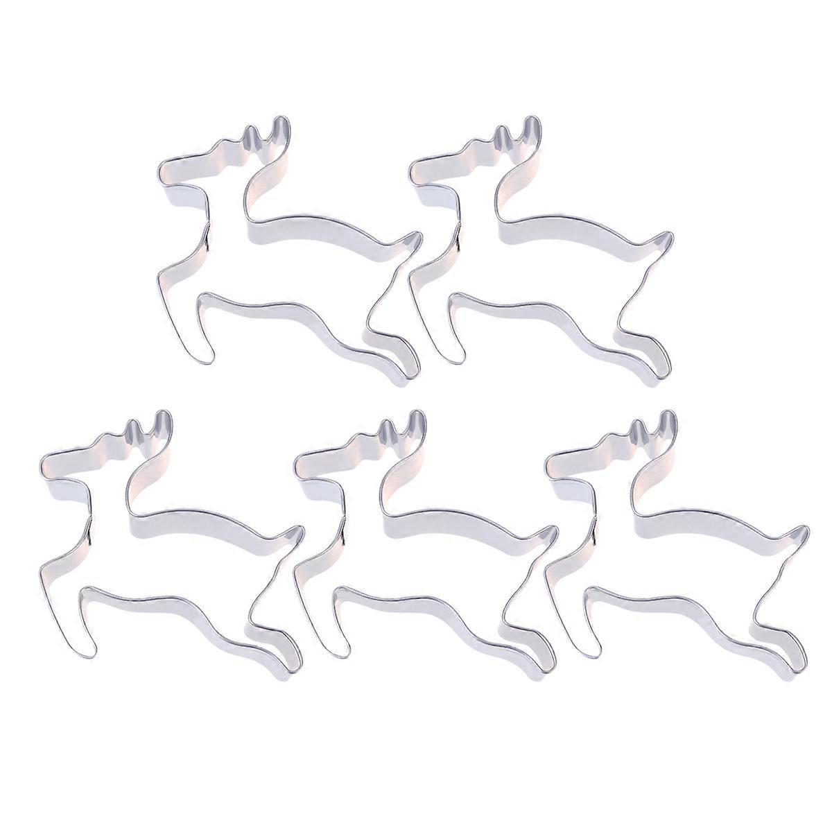 5-teiliges Set Ausstechformen Aus Edelstahl, Ideal Zum Selberbacken Von Keksen Und Gebäck, In Elchform, Auch Als Fondant- Oder Kuchenform Geeignet.-882.5cm