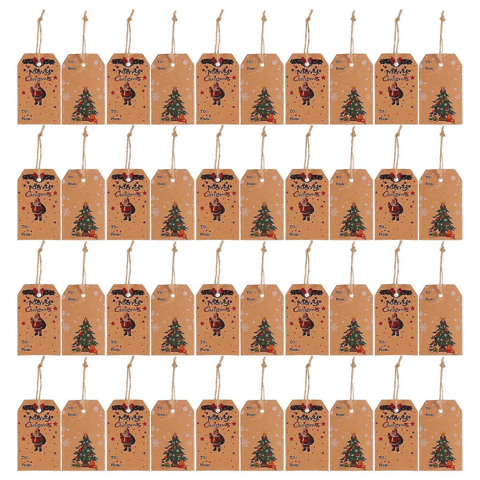 Sets Weihnachtsanhänger Aus Kraftpapier Mit Kordel, Geschenkanhänger, Partyzubehör-5x3cm