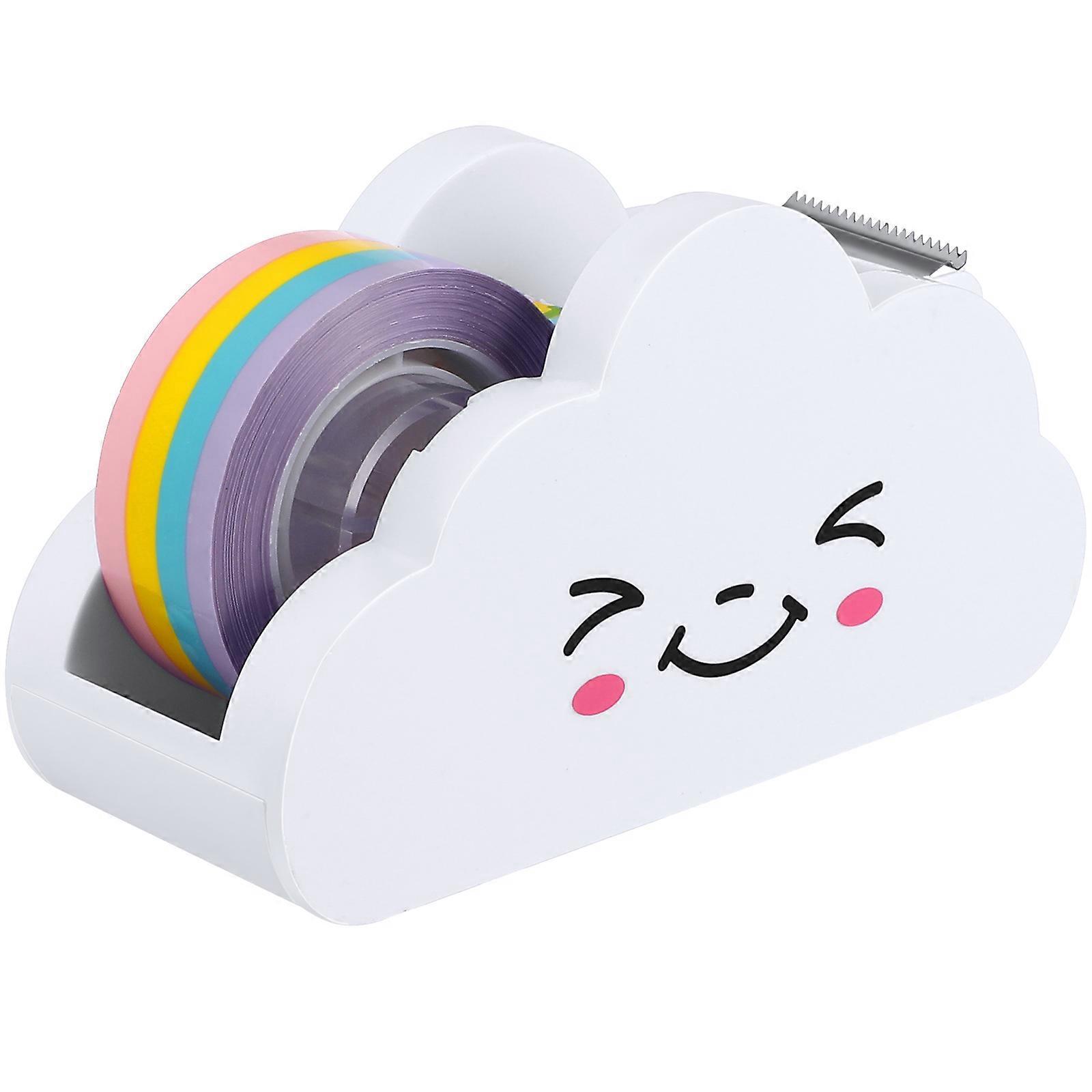 Hübscher Wolken-klebebandabroller Mit Regenbogenklebeband, Schul- Und Bürobedarf-11.30x6.10x4.30cm-white