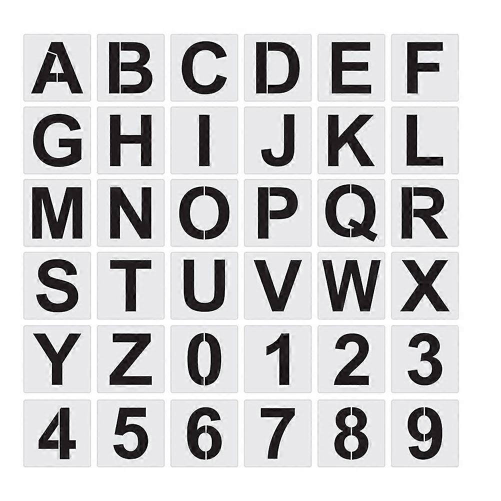 36 Wiederverwendbare Alphabet-vorlagen, Buchstaben- Und Zahlenschablonen Zum Malen-10.1x10.1x0.1cm-white