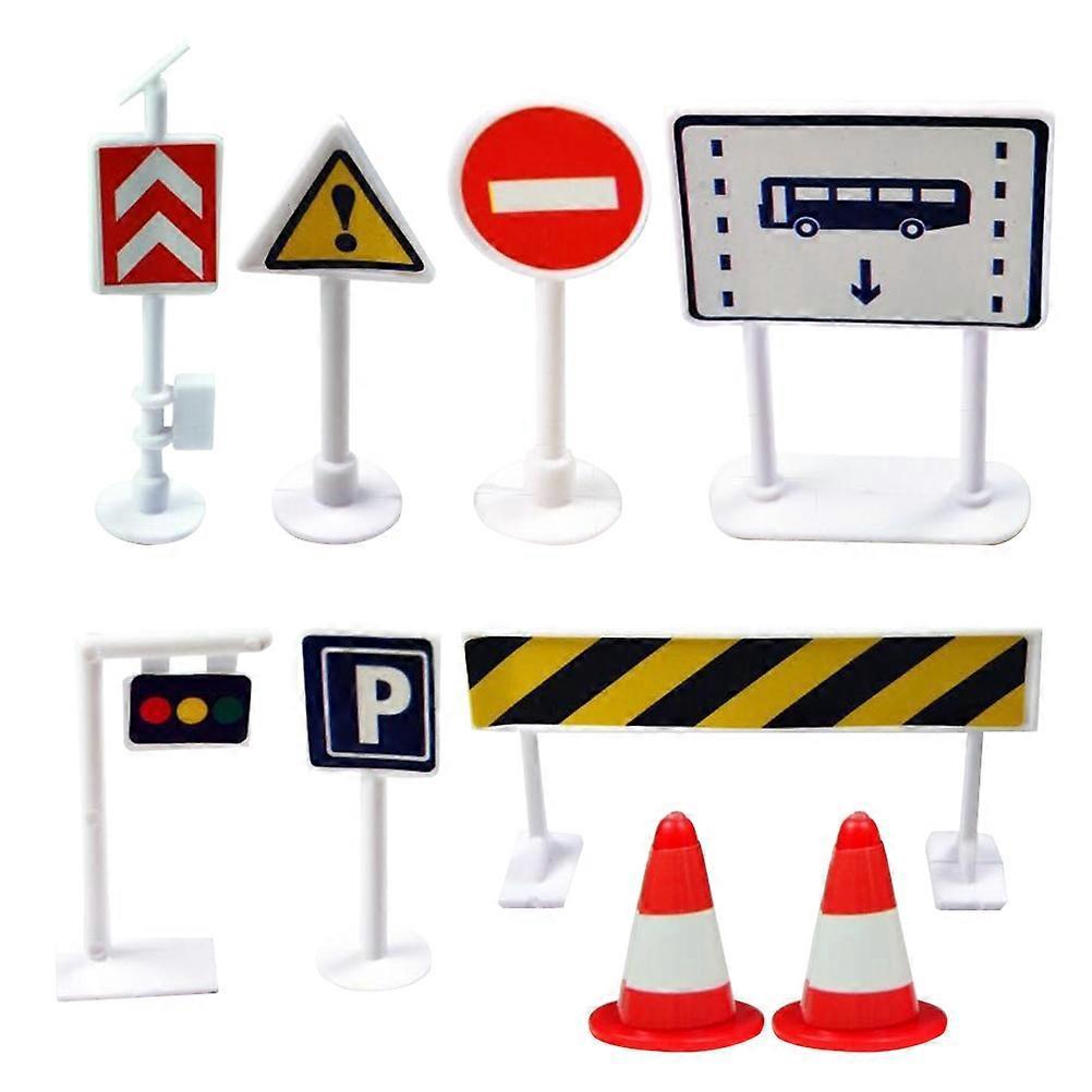 9-teiliges Set Simulierter Verkehrsschranken-schilder, Warnschilder Für Kinder, Verkehrsschilder, Spielzeug-6.5x1.5cm
