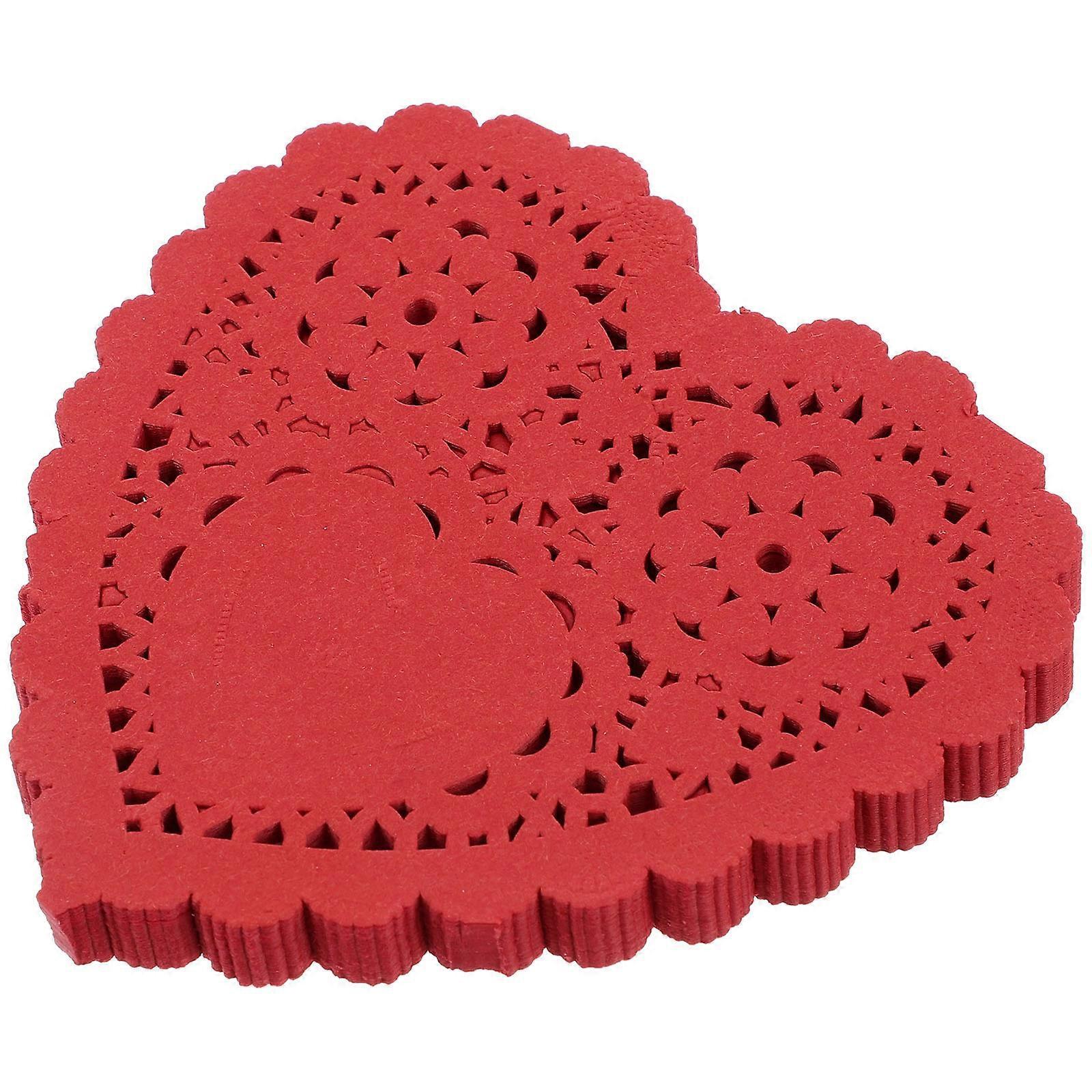 100 Stück Zarte Herzförmige Lebensmittelpapier-pads, Kuchen-öl-löschpapier-pads-12.7x12.7cm-red