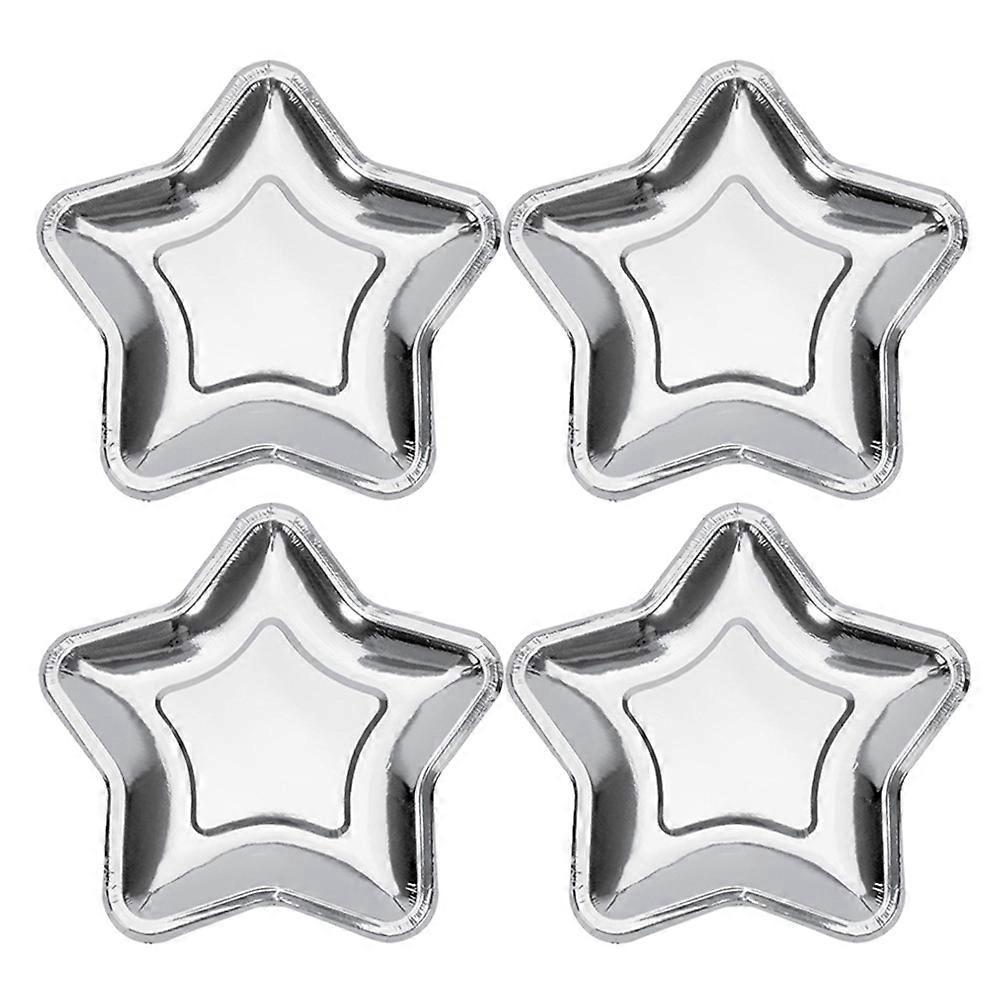 10 Stück Fünfzackige Stern-pappteller, Sternförmige Einweg-papptabletts Für Weihnachten Und Geburtstage-18cm-silver