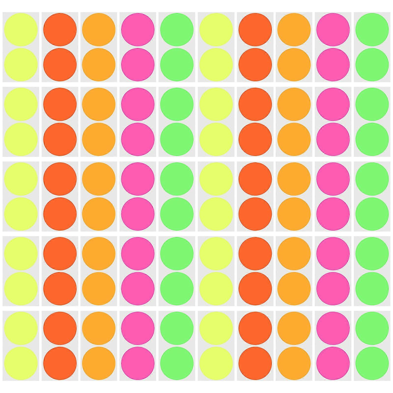 1 Beutel Mit 100 Bunten, Fluoreszierenden Punktaufklebern Zum Selberkleben-4.5x4.5x0.1cm-colorful