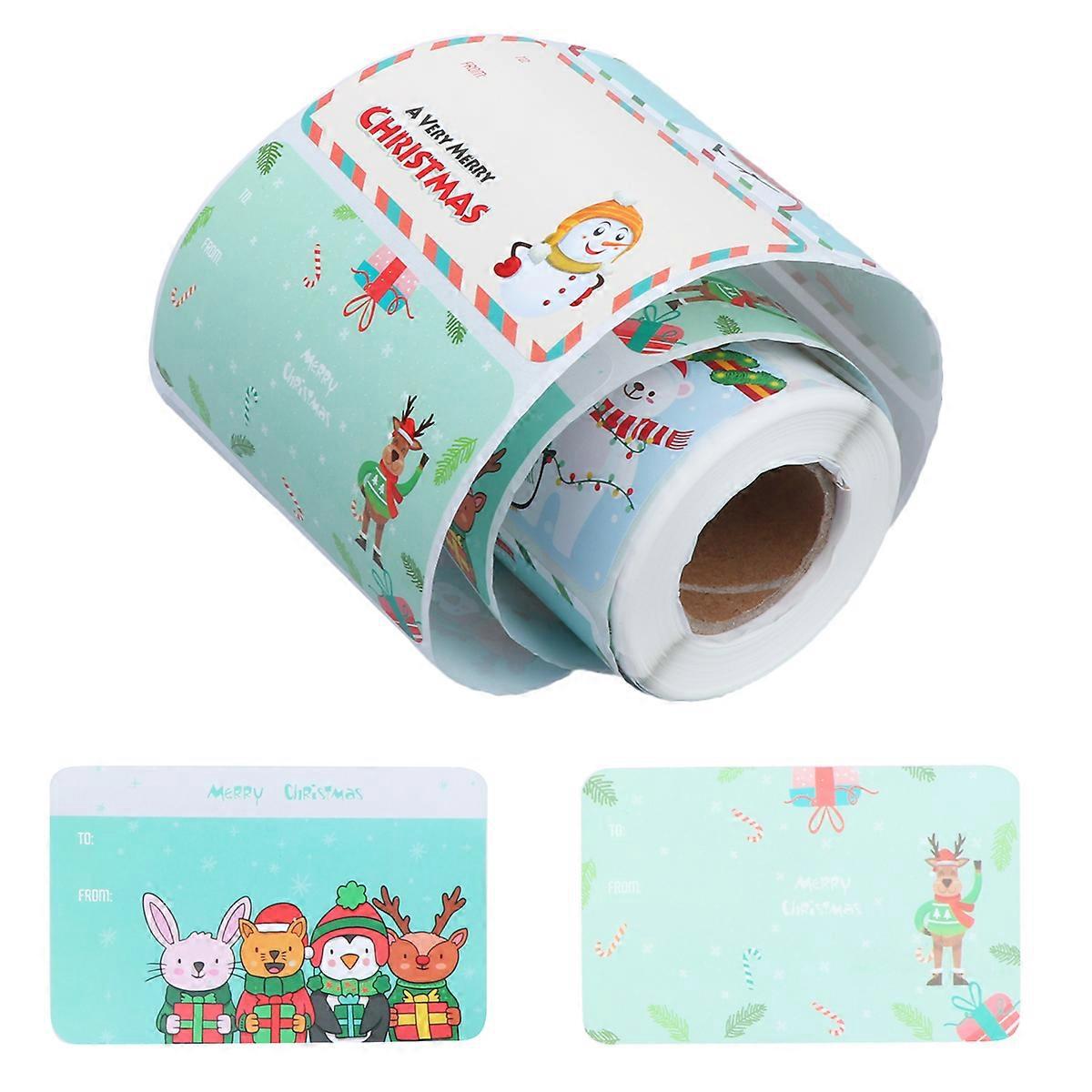 Rolle Quadratische Geschenkanhänger Mit Verschiedenen Weihnachtsmotiven, Selbstklebende Aufkleber Zum Bedrucken Und Verschließen Von Süßigkeitentüten, Partyartikel, Dekorationsartikel-8x5cm