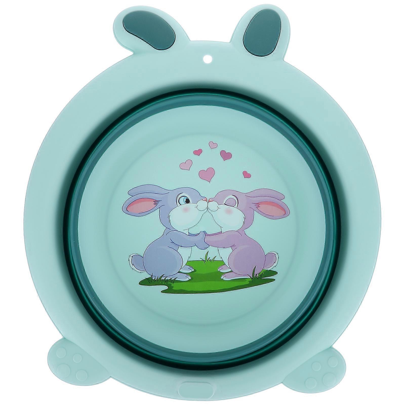 Zusammenklappbares Waschbecken Mit Cartoon-motiv, Tragbares Babywaschbecken Für Zuhause Und Reisen-33x31x10cm-green