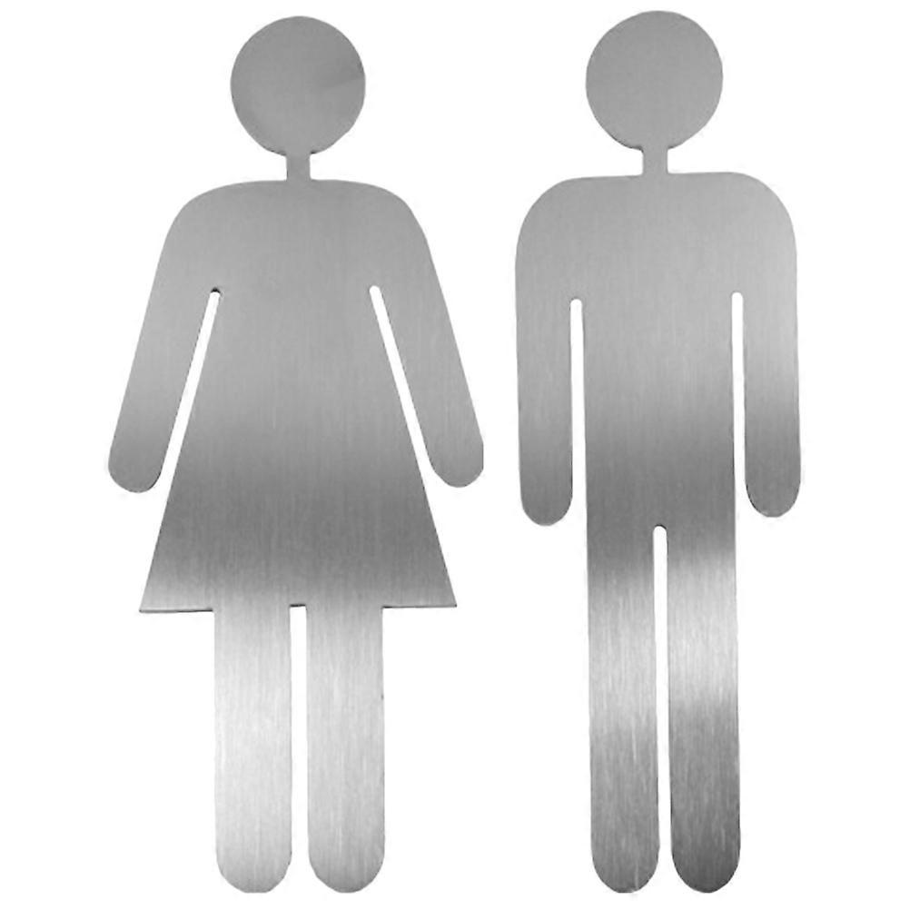 1 Paar Toiletten-kennzeichnungsschilder Herren Damen Toilettenschilder Toiletten-wegweiser-15x6.5cm-silver