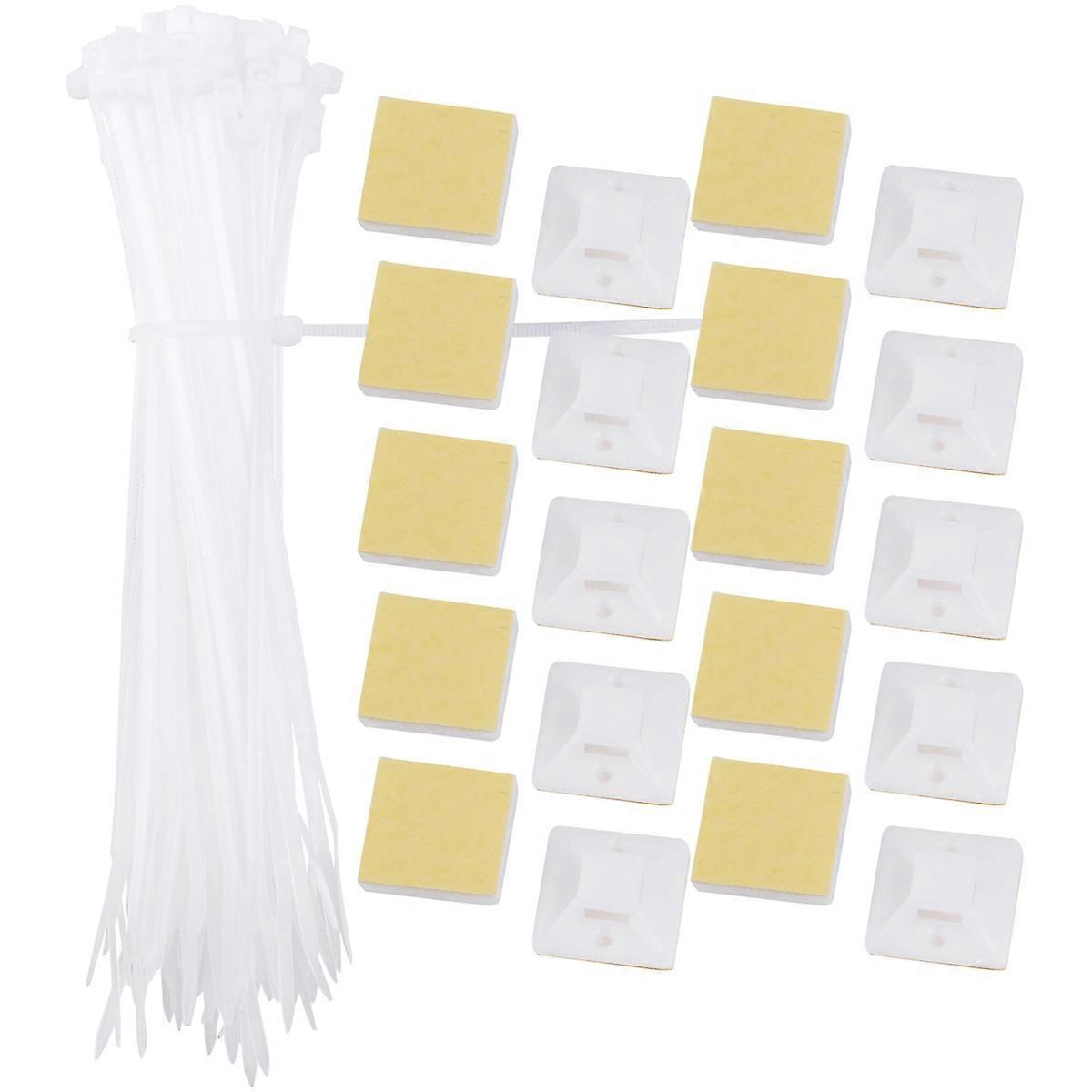 Verstellbarer Computerständer, Kabelbinder-basishalter, Kabelbinderclips, Kabelmanagement-bänder, Nylon-kabelbinder-2x2cm-white